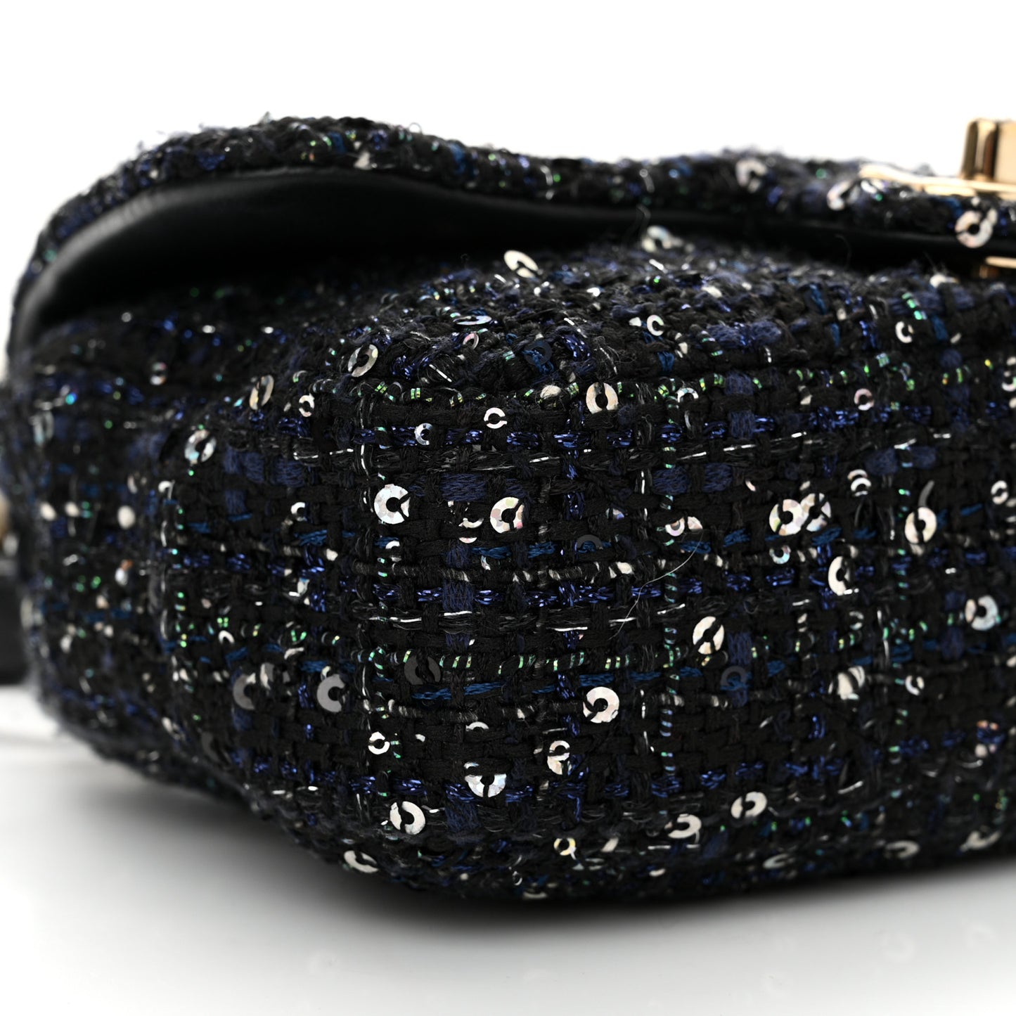 Tweed Mini Pearl Handle Flap Black Ecru