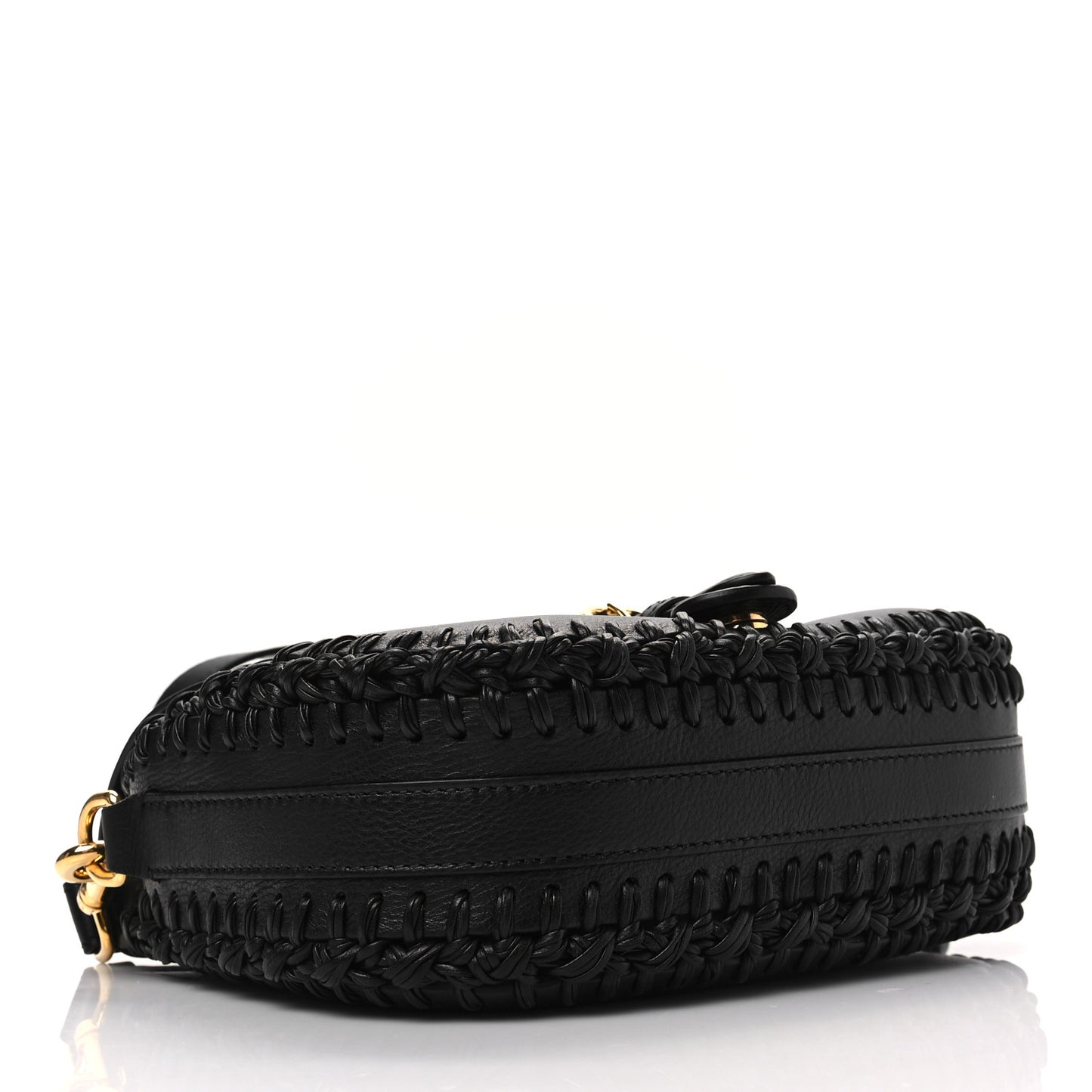 Grained Calfskin Medium Whipstitched Bobby Bag Black