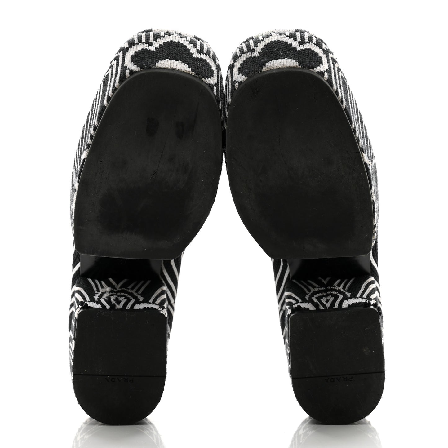 Jacquard Knit Platform Ankle Boots 37 Black