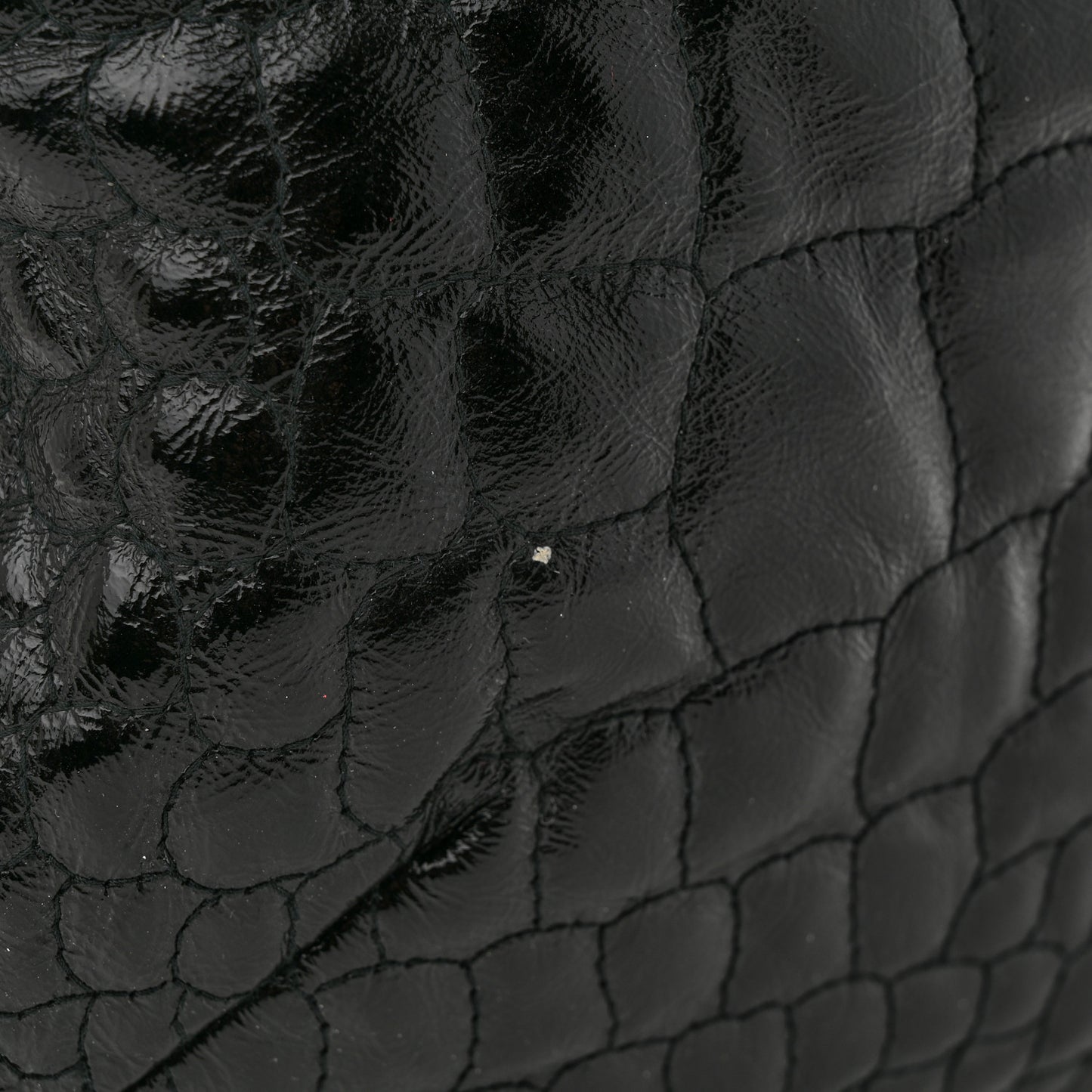 Patent Crocodile Embossed Tribute Tote Black
