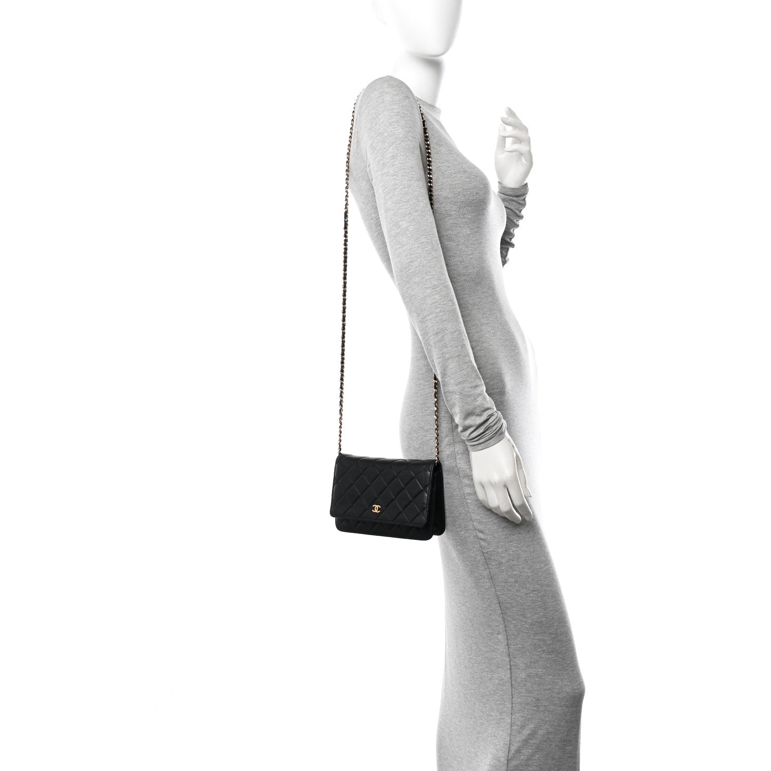 Chanel Lambskin Quilted Wallet On Chain WOC Black 2 of 11
