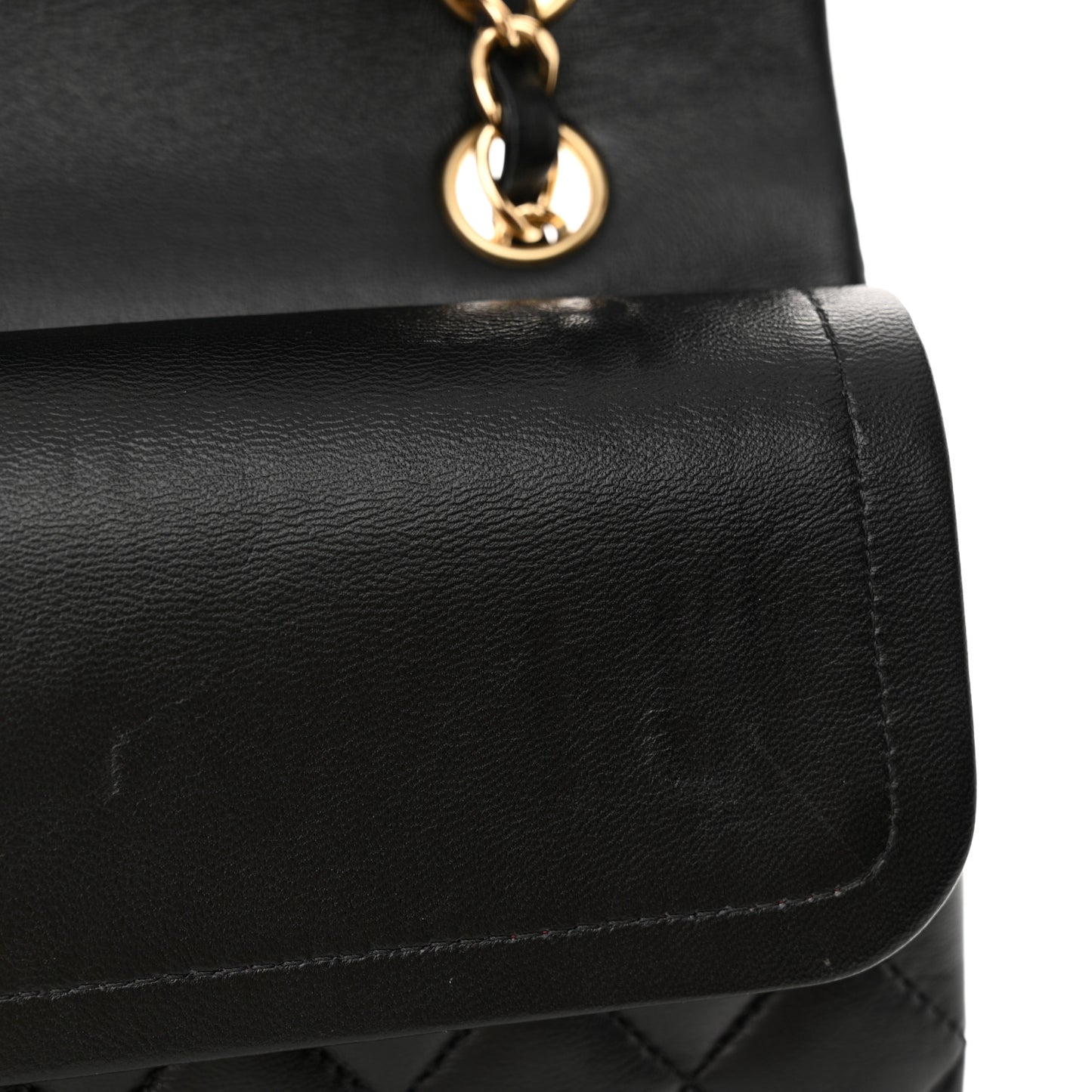 Lambskin Quilted Medium Double Flap Black