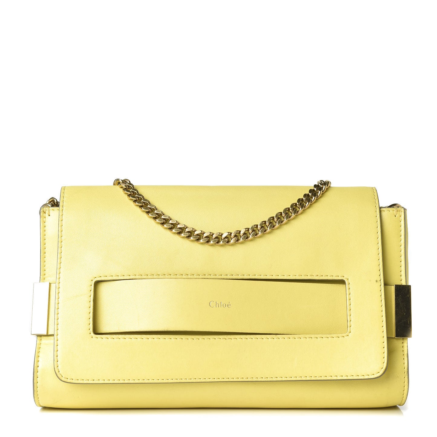 Nappa Medium Elle Chain Clutch Yellow
