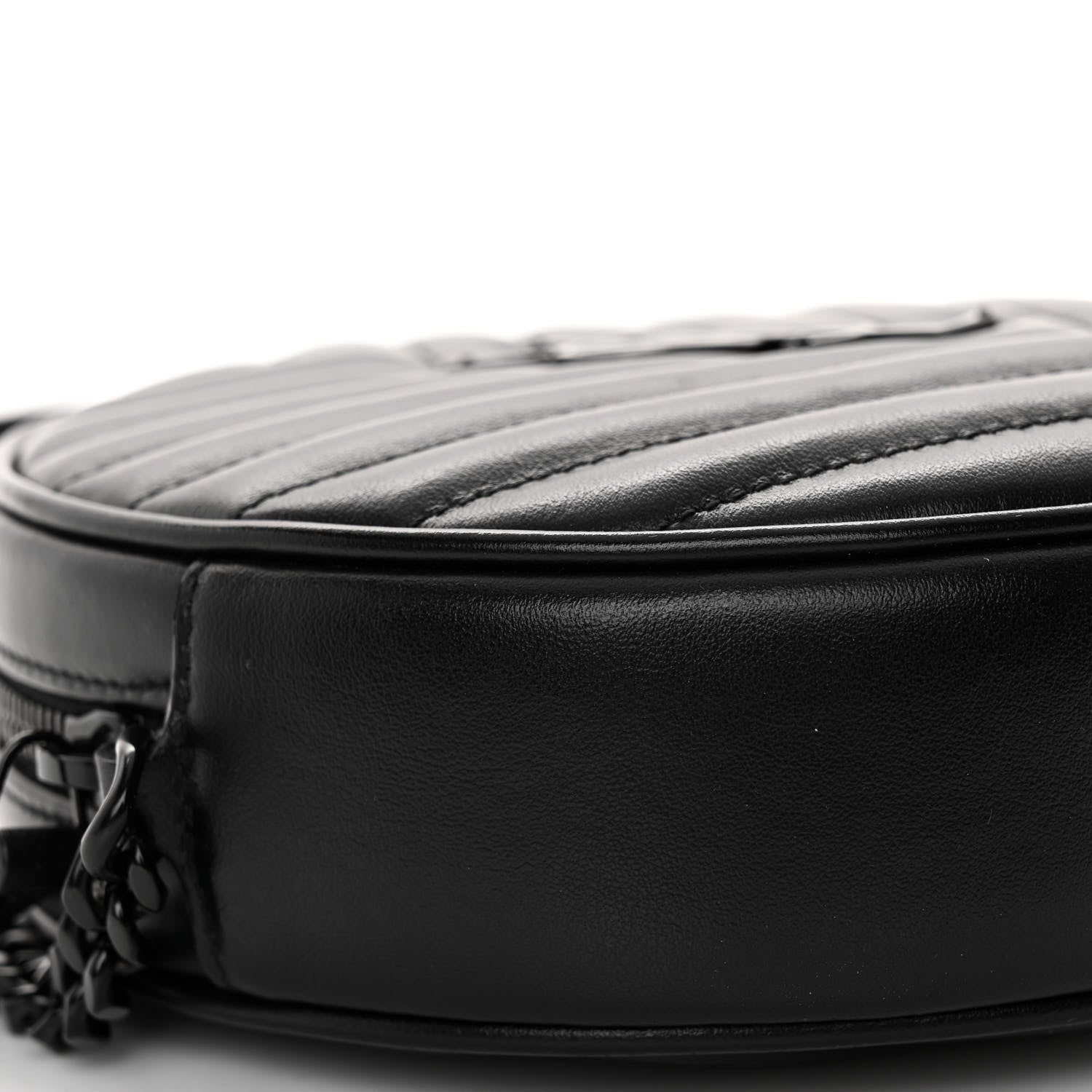 Saint Laurent Calfskin Matelasse Chevron Round Vinyle Camera Bag Black 8 of 9