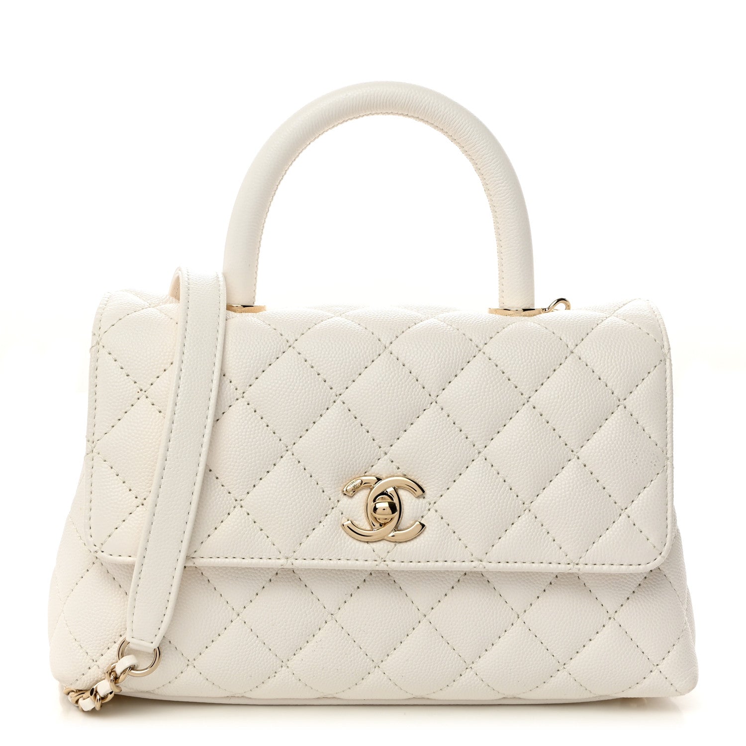 Chanel Caviar Quilted Mini Coco Handle Flap White 1 of 10