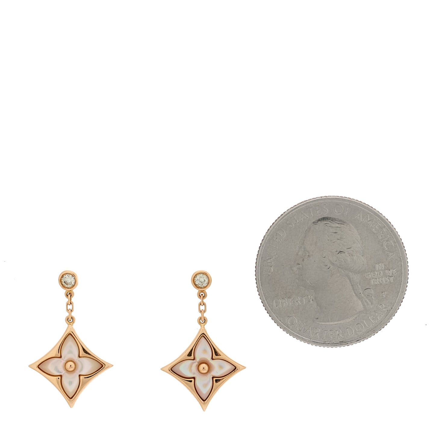 18K Pink Gold Diamond Pink Mother of Pearl Color Blossom BB Star Earrings
