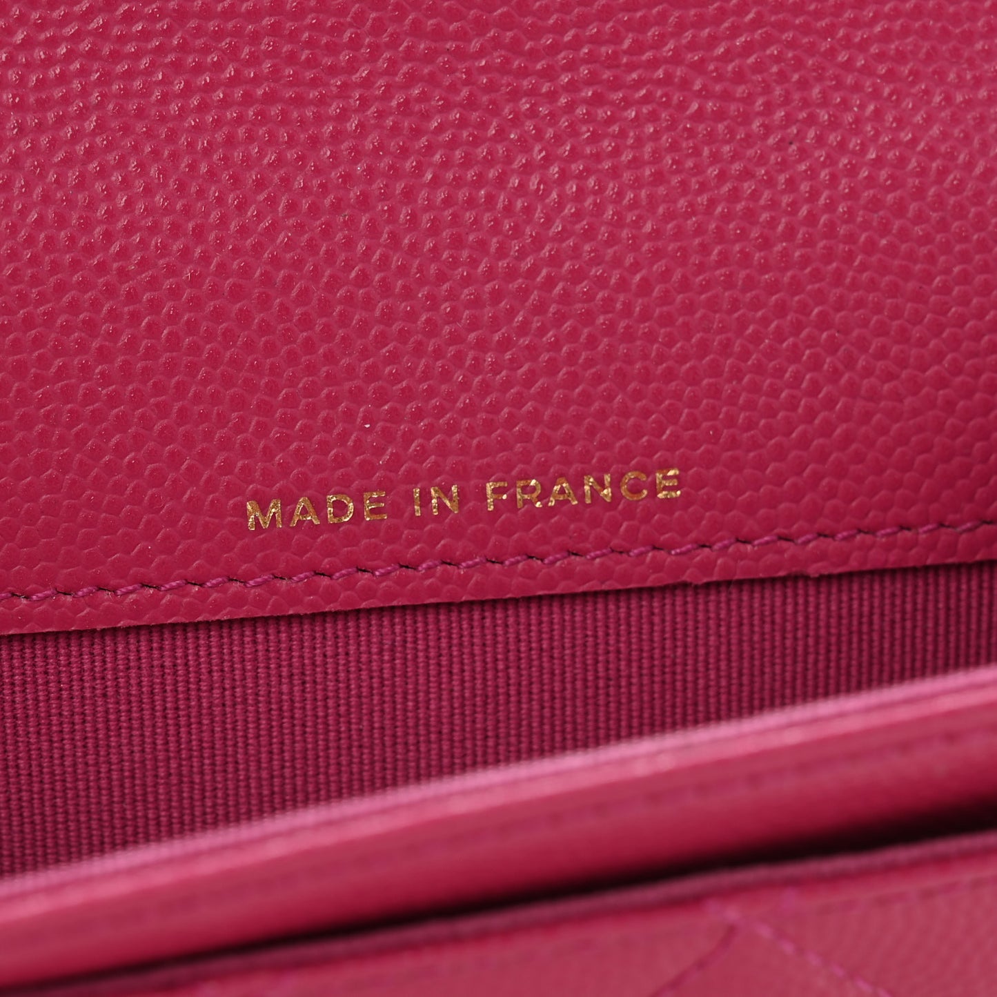 Caviar Quilted Flap Card Holder Wallet Dark Pink