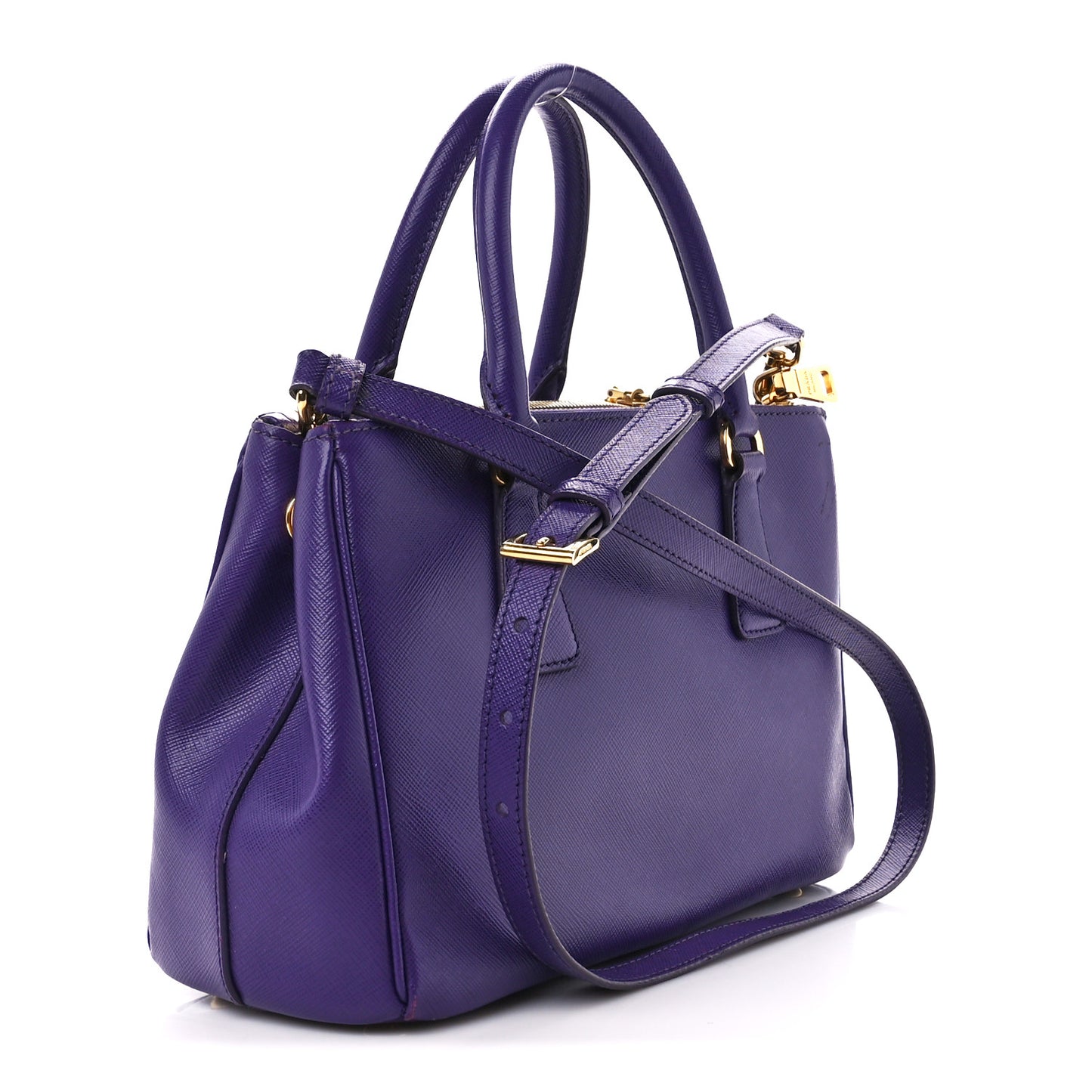Saffiano Mini Galleria Double Zip Tote Viola