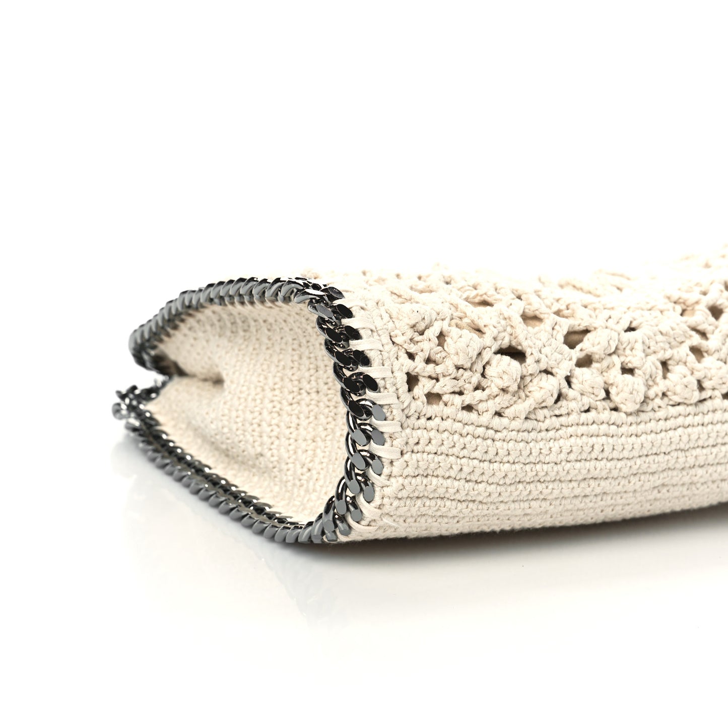 Cotton Crochet Falabella Ajouree Tote Bag White