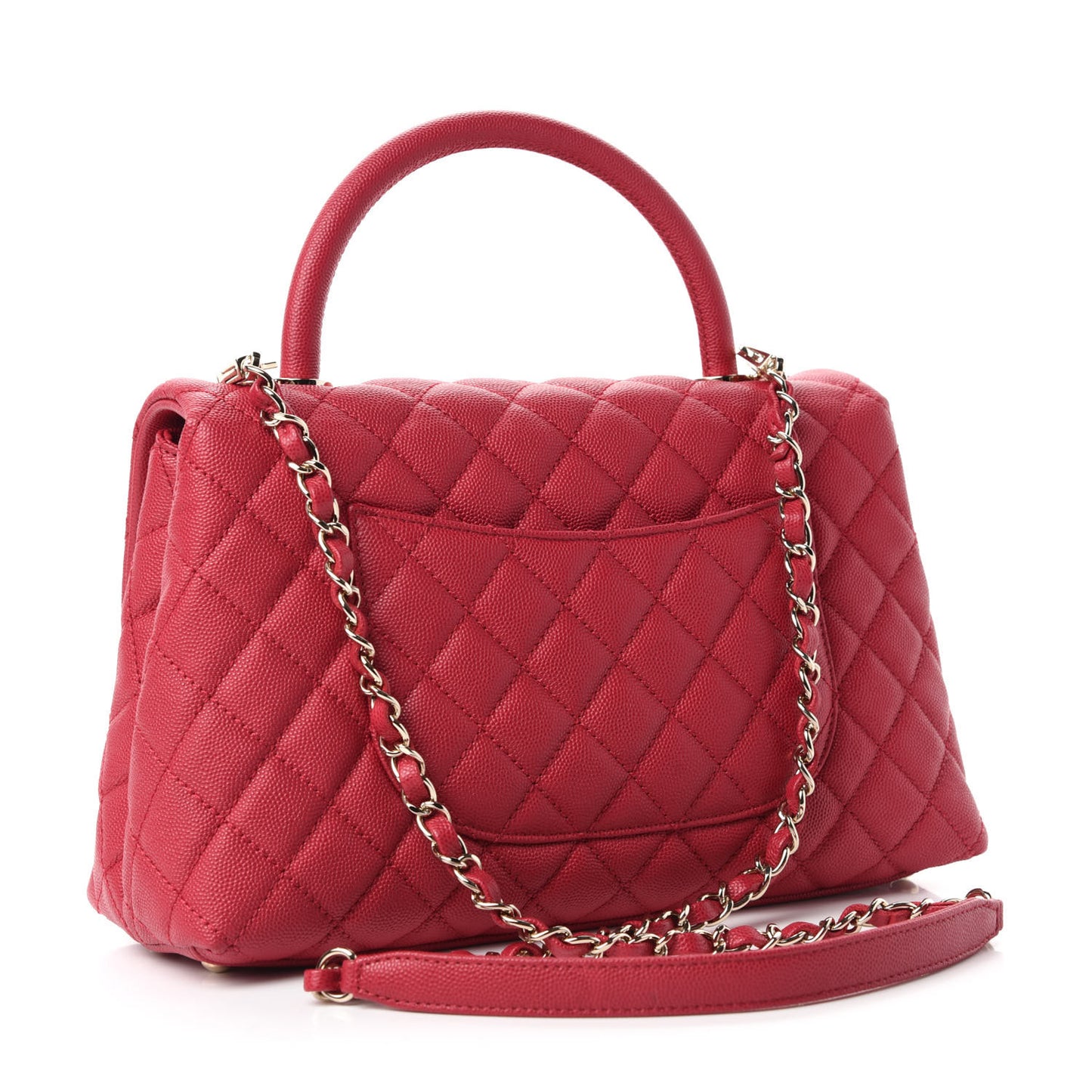 Caviar Quilted Small Coco Handle Flap Fuchsia