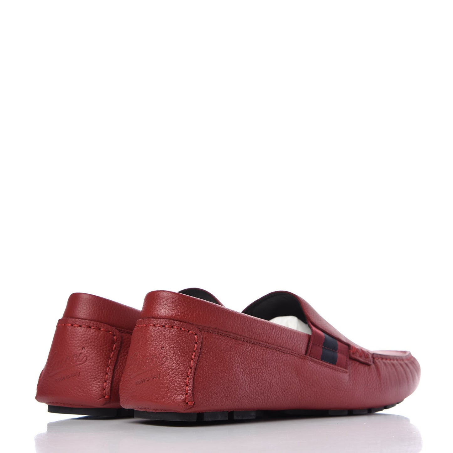 Calfskin Web Mens Driver Loafers 9 Red