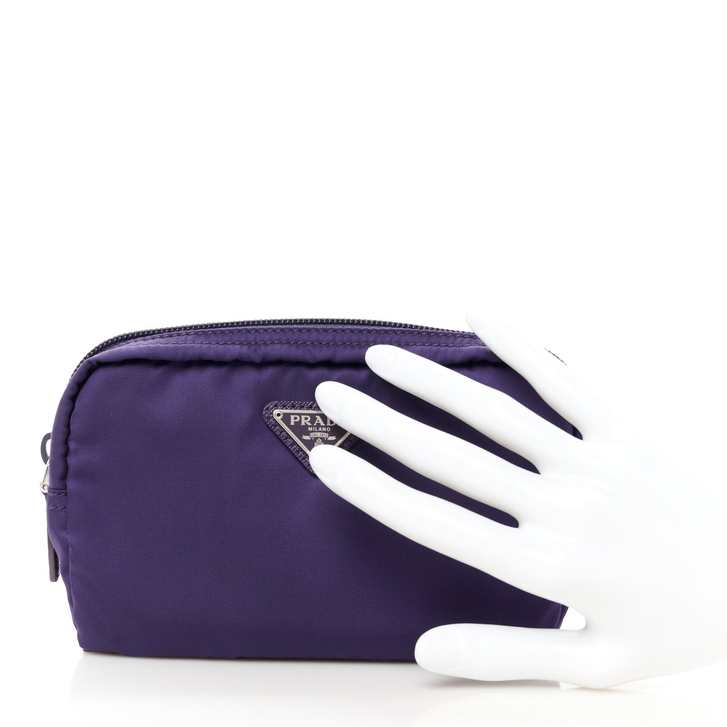 Nylon Tessuto Cosmetic Pouch Purple