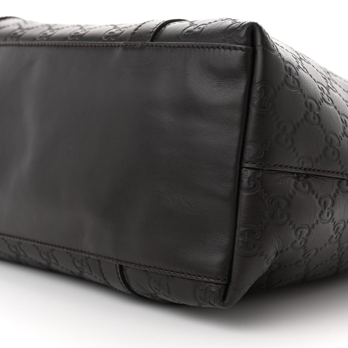 Guccissima Large GG Charm Convertible Dome Satchel Dark Brown