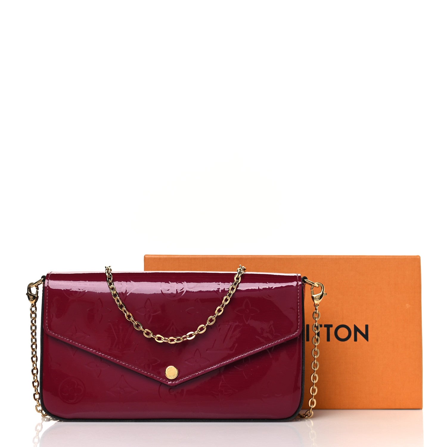 Louis Vuitton Vernis Felicie Chain Wallet Magenta 10 of 10