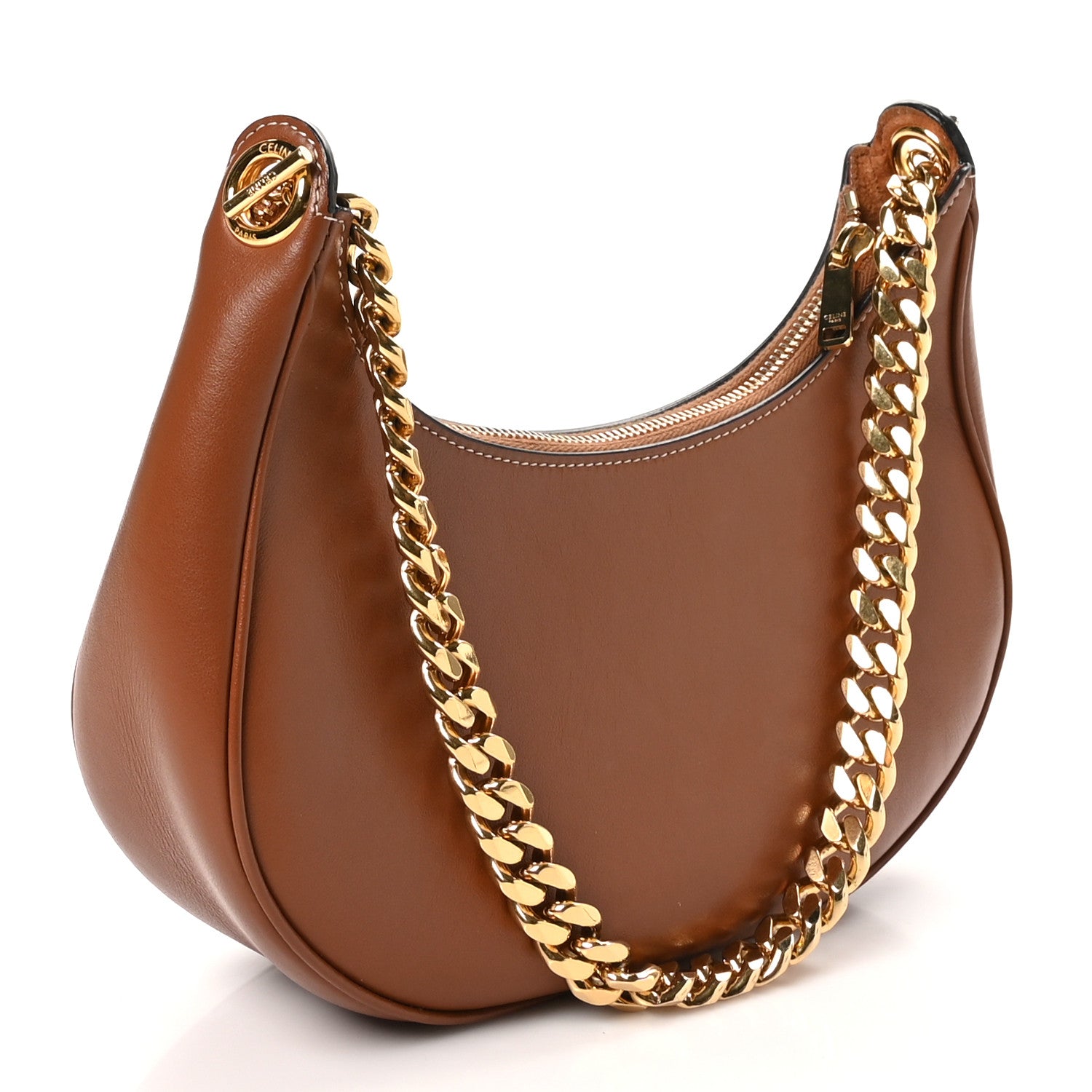 Celine Smooth Calfskin Medium Chain Strap Ava Shoulder Bag Tan 3 of 9