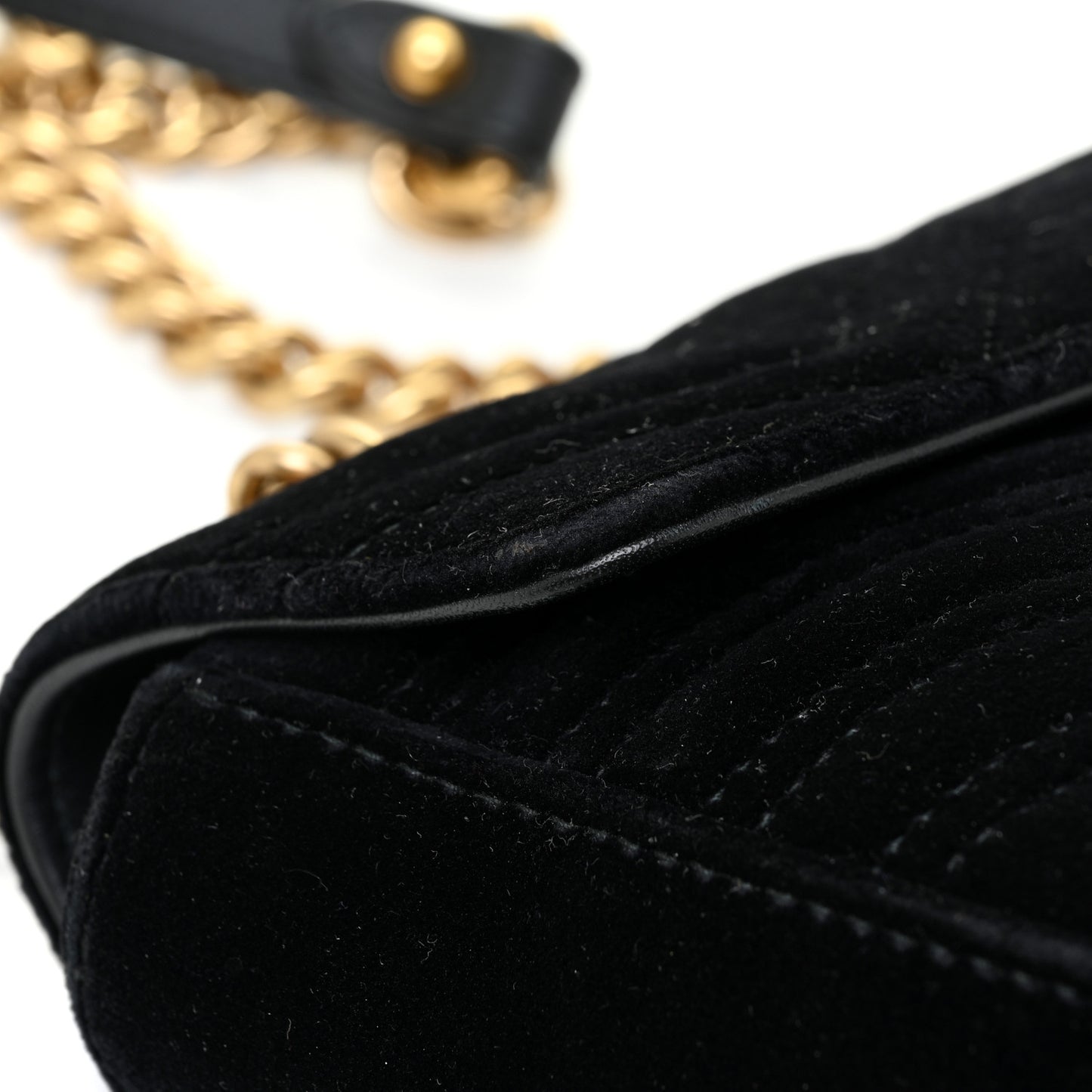 Velvet Matelasse Mini GG Marmont Shoulder Bag Black