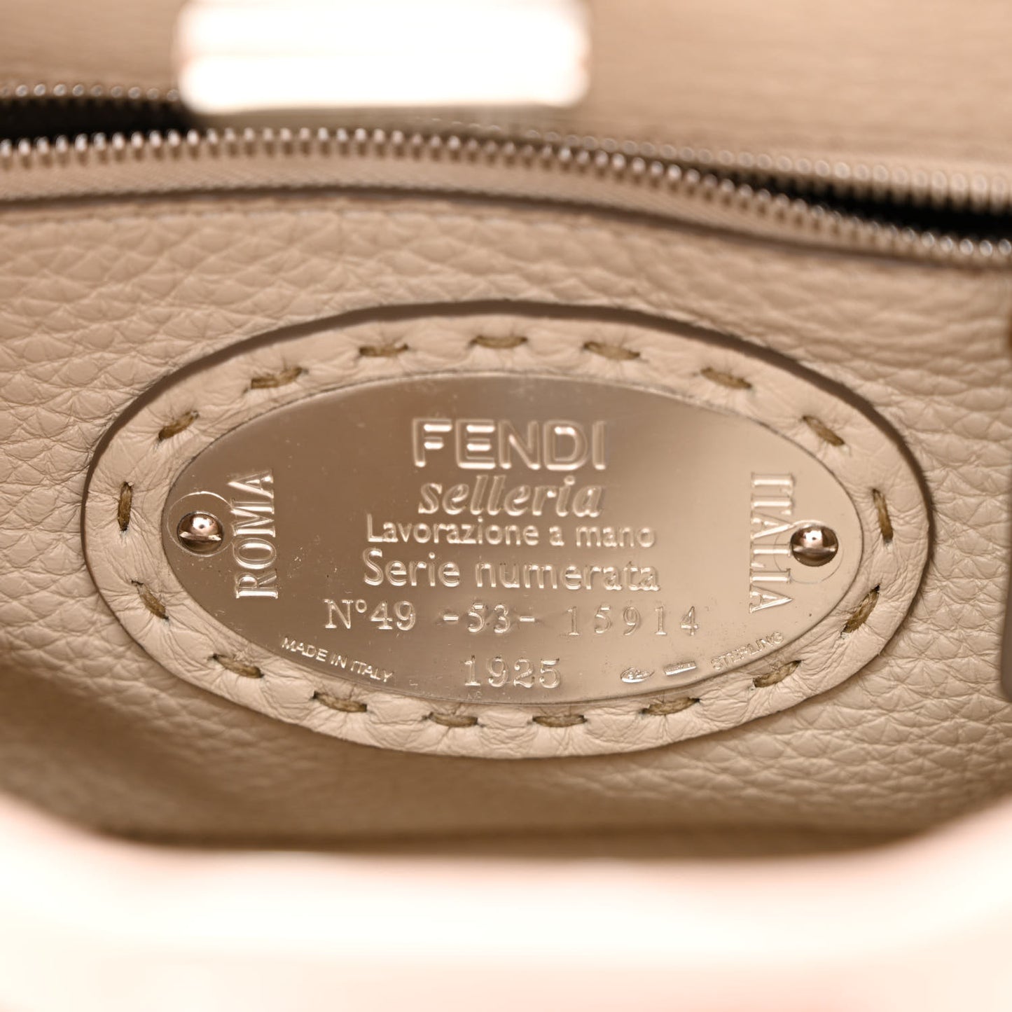 Cuoio Romano Selleria Bi-Color Mini Peekaboo Iconic Satchel Cipria Latte