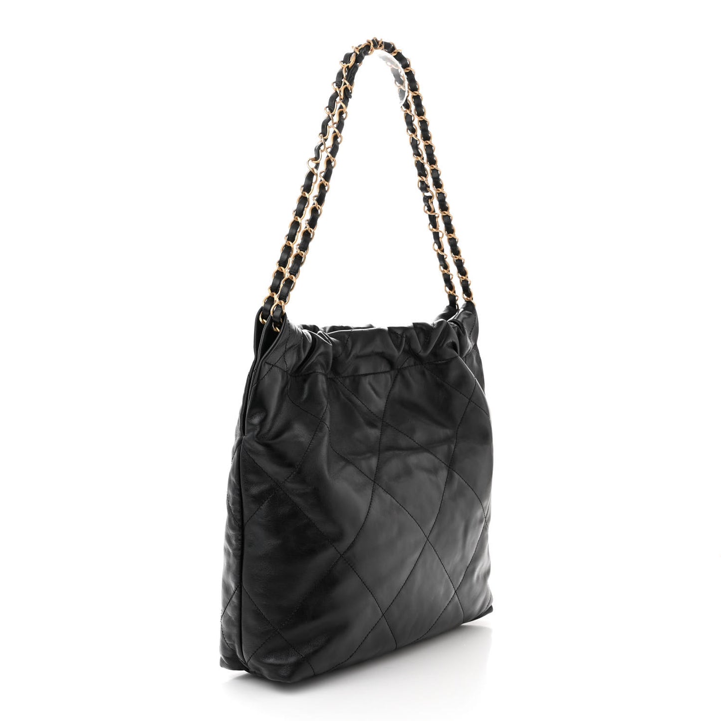 Shiny Calfskin Quilted Small Chanel 22 Black