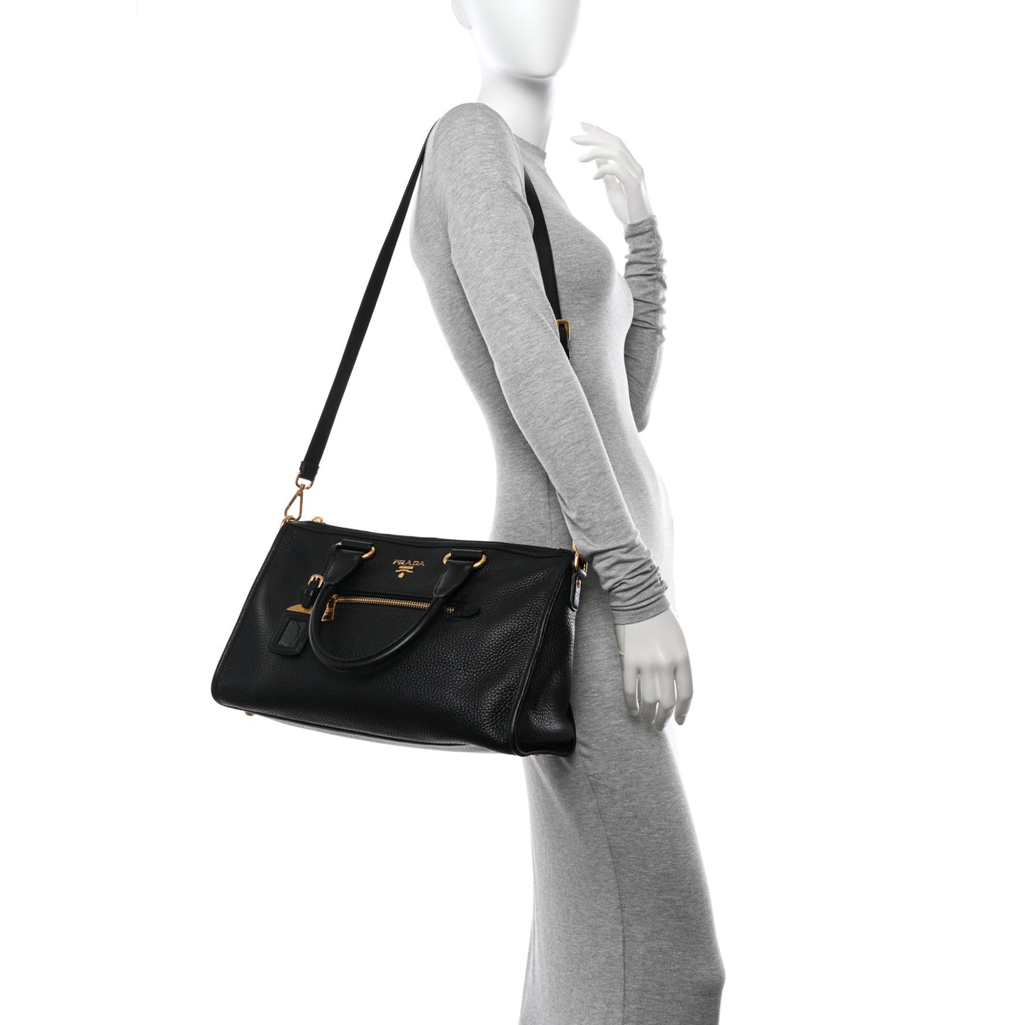 Vitello Daino Shopping Satchel Black