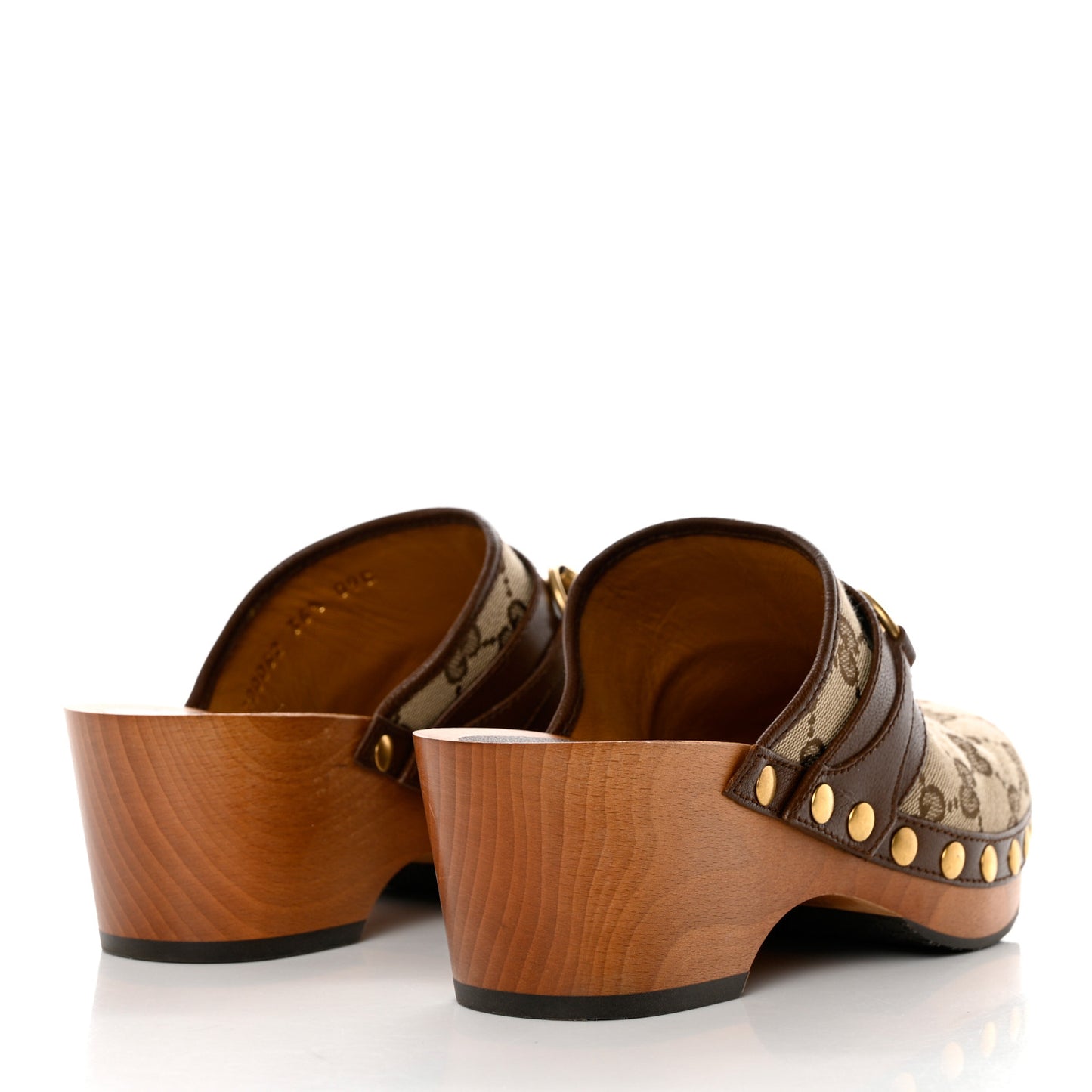 Monogram Goatskin Horsebit Clog Mules 36.5 Beige Ebony Brown Sugar