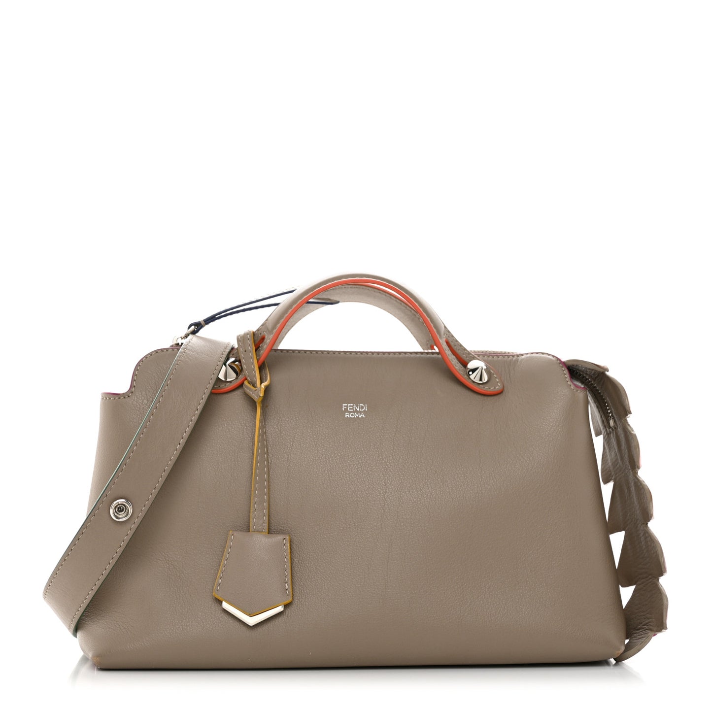 Vitello Dolce Croc Tail Medium By The Way Boston Bag Tortora Orange Pink