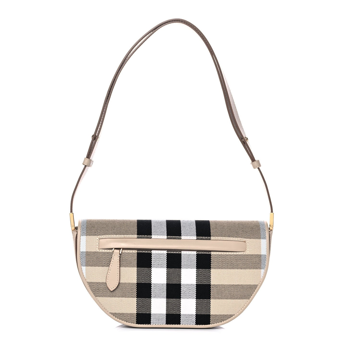 Canvas Calfskin Check Small Olympia Beige