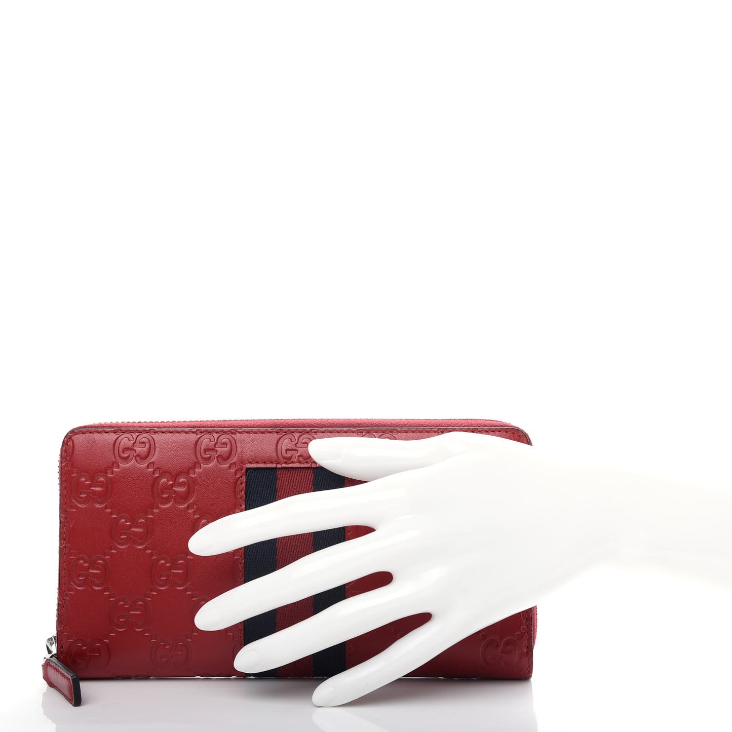 Guccissima Web Zip Around Wallet Red