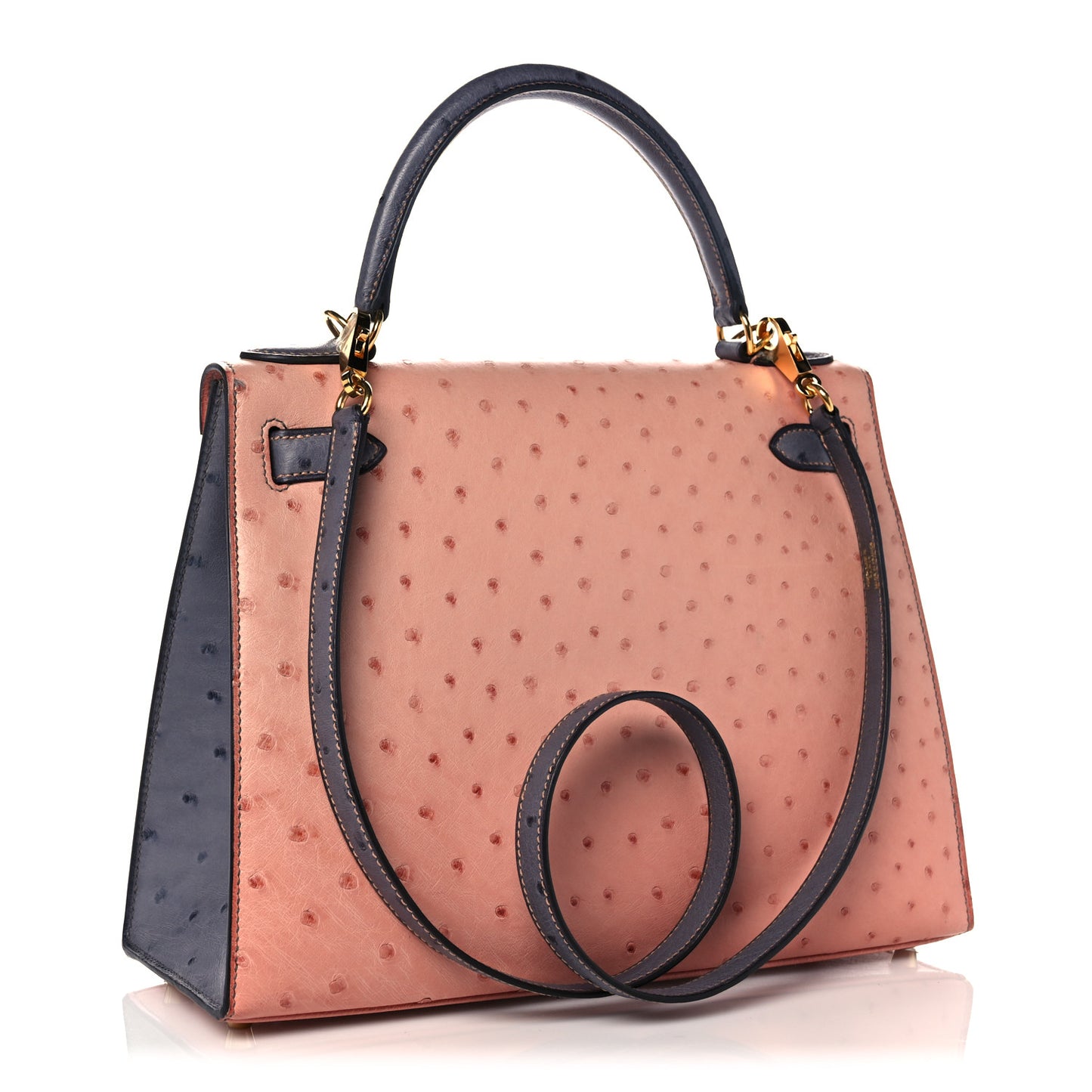 Ostrich Horseshoe Kelly Sellier 28 Terre Cuite Gris Agate