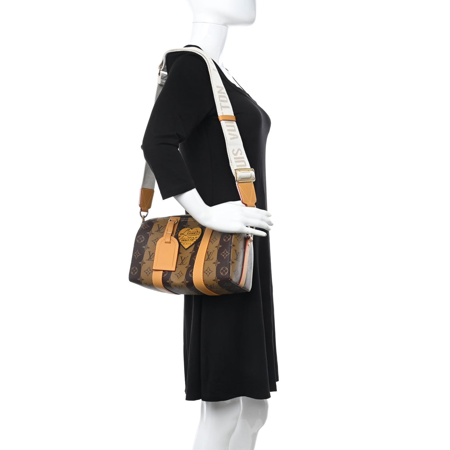X NIGO Reverse Monogram Stripes City Keepall Bandouliere Brown