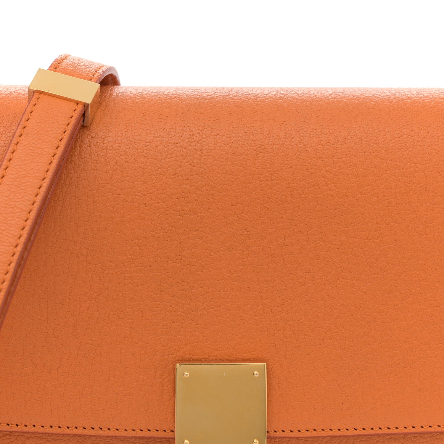 Celine Goatskin Medium Classic Box Flap Bag Orange 9 of 14
