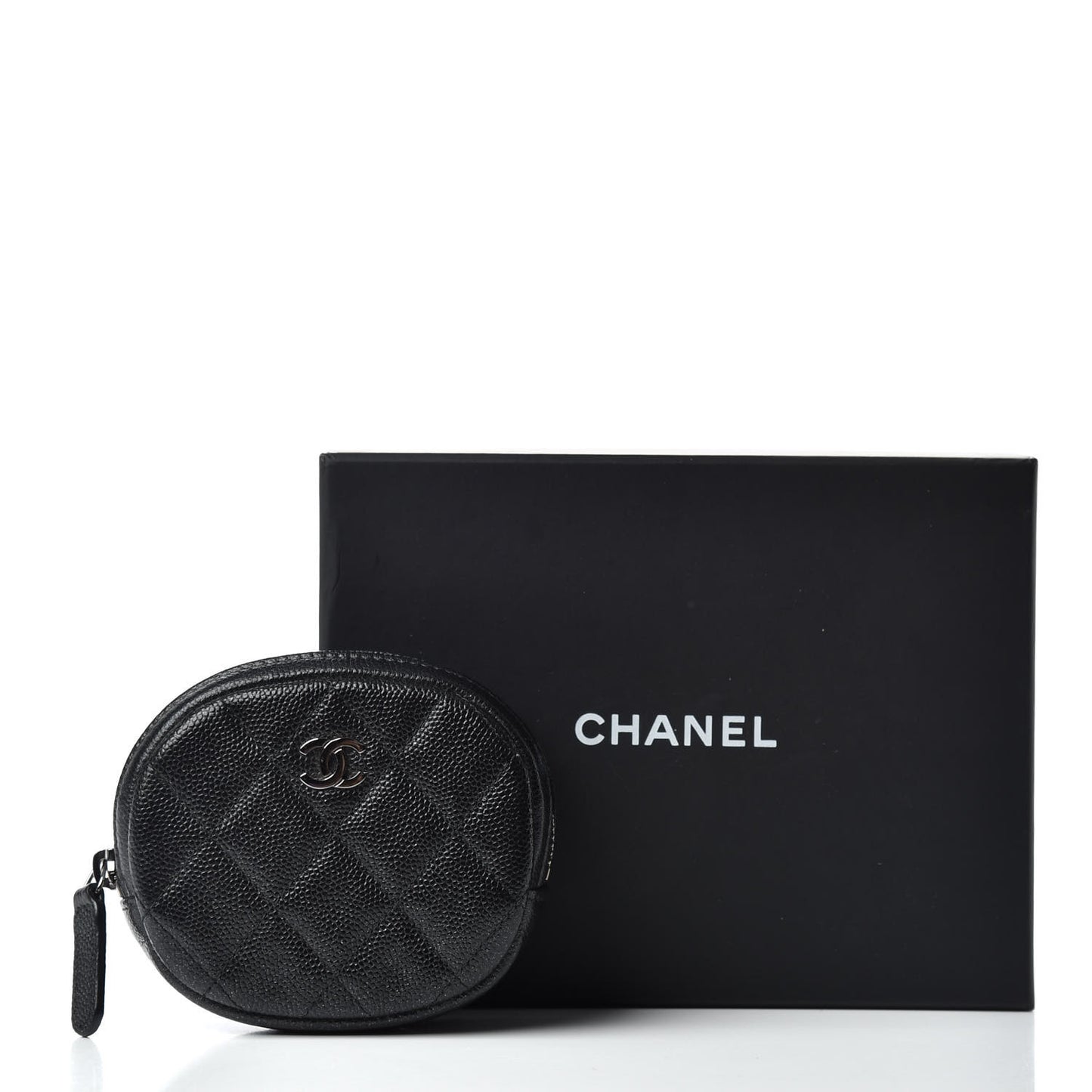 Iridescent Caviar Quilted Zip Around Classic Coin Purse Black