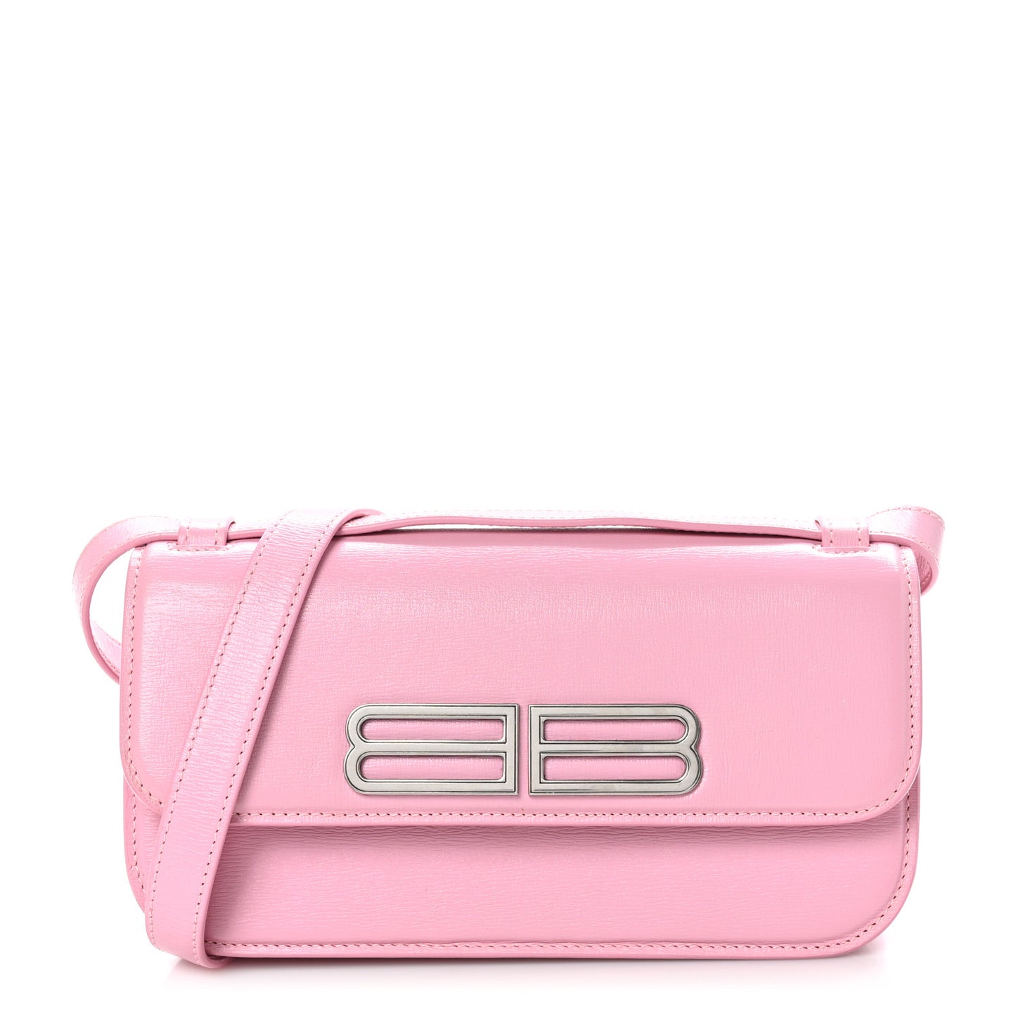 Calfskin Stripe Embossed Small Gossip Bag Candy Pink