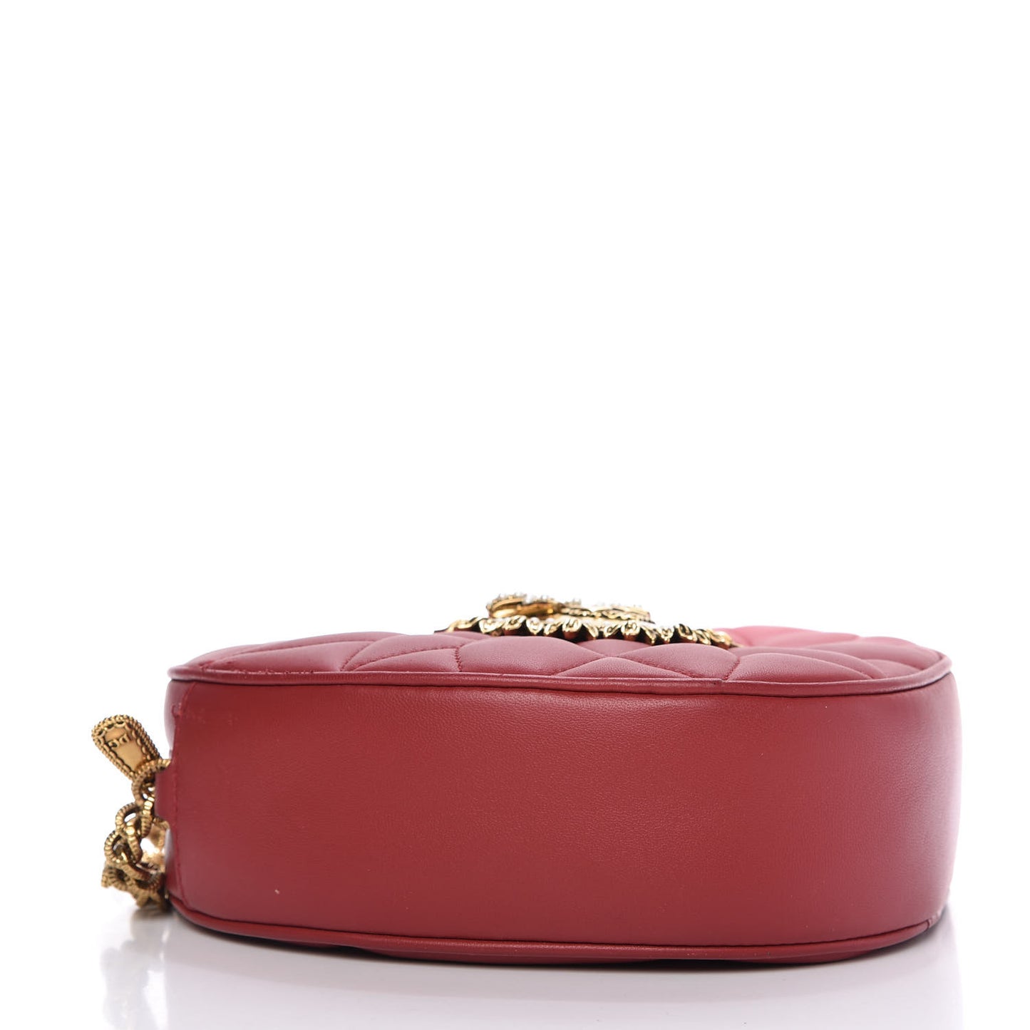 Calfskin Devotion Heart Zip Crossbody Bag Red