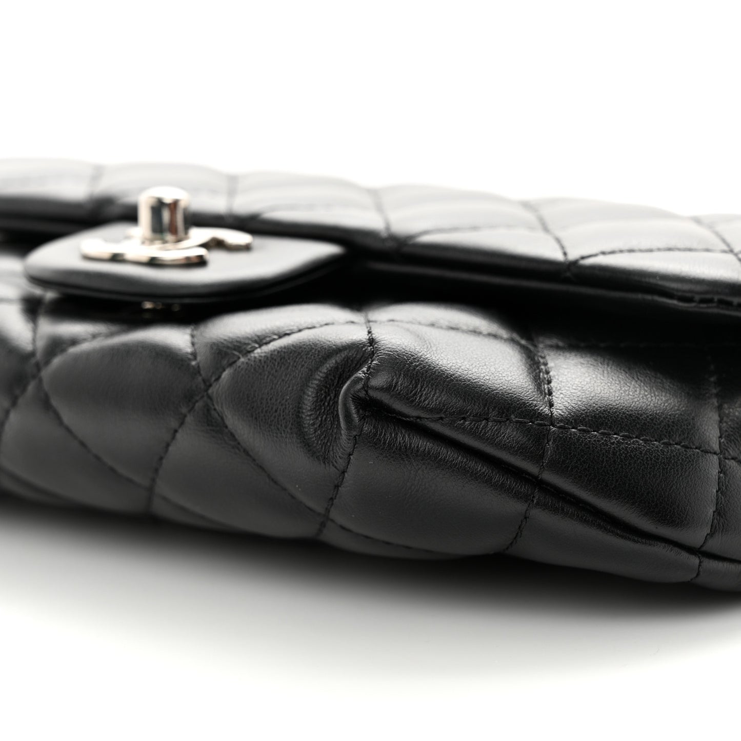 Calfskin Quilted CC Uniform Flap Belt Bag Black