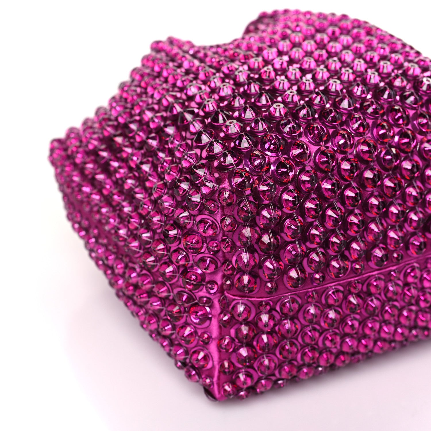 Valentino Garavani Satin Rhinestone Embellished Small Carry Secrets Bucket Bag Pink 7 of 8