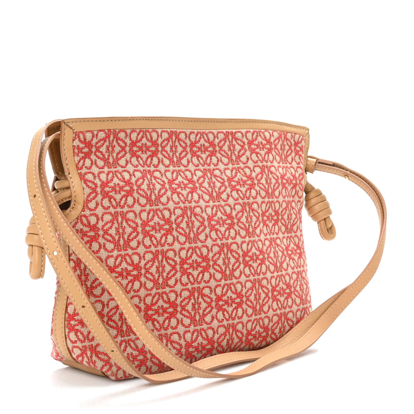 Jacquard Anagram Calfskin Mini Flamenco Knot Clutch Red Warm Desert