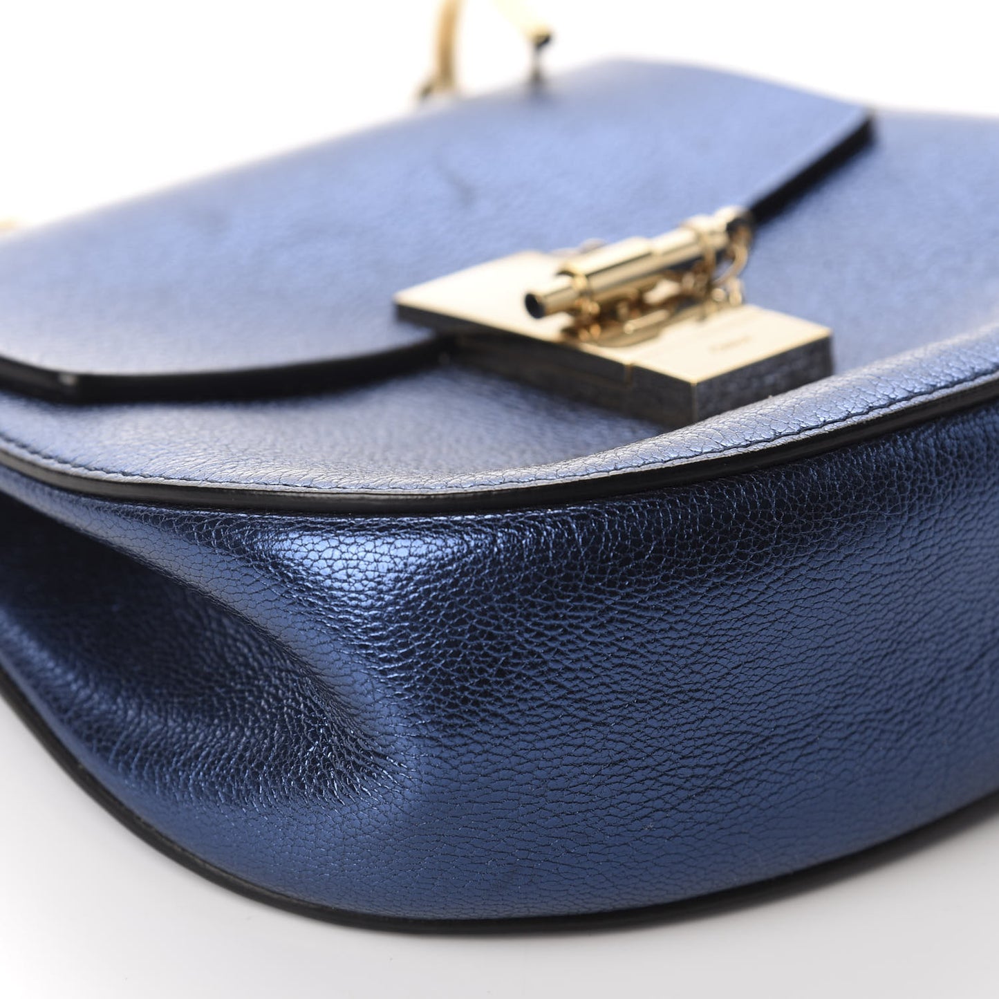 Metallic Goatskin Mini Drew Shoulder Bag Blue