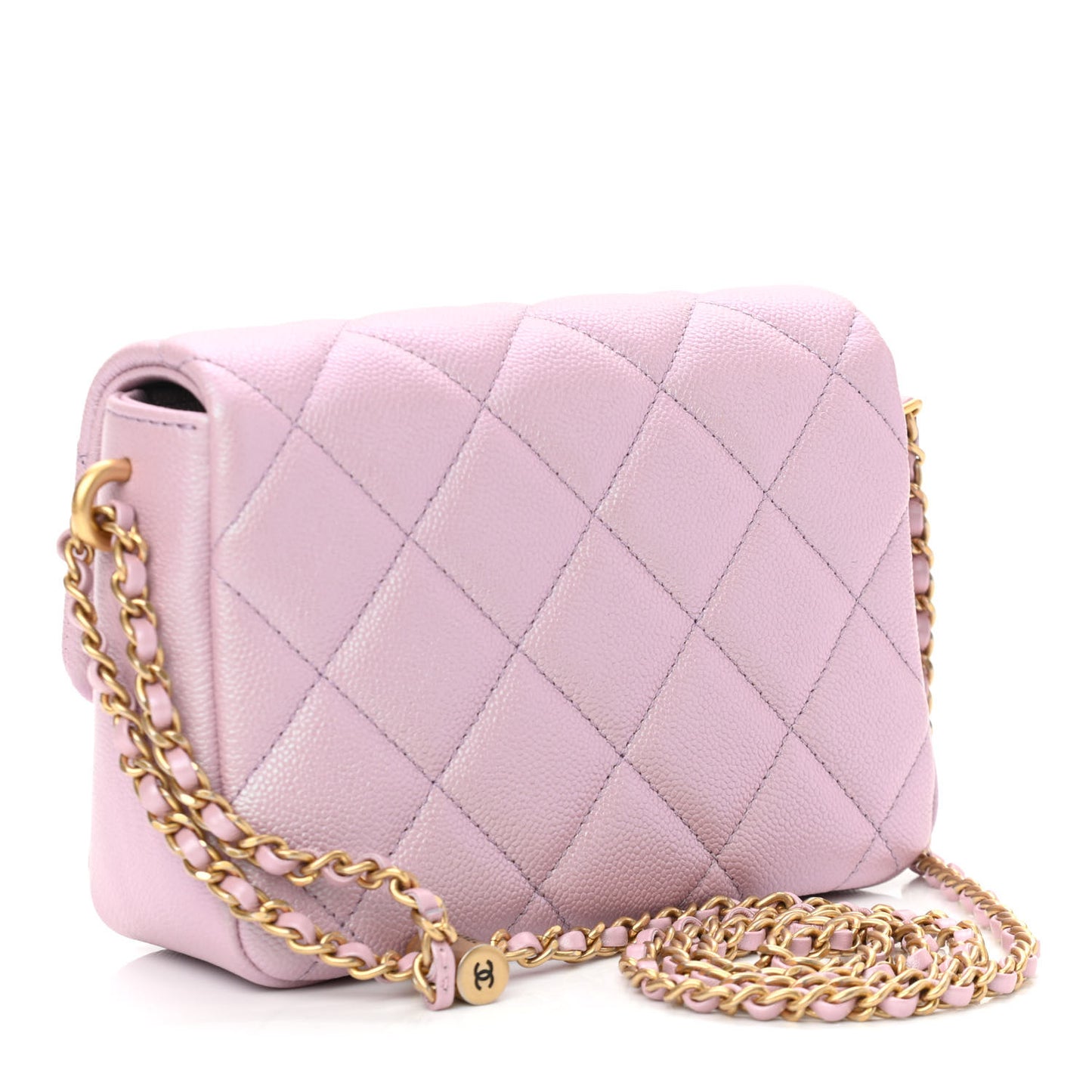 Iridescent Caviar Quilted Mini My Perfect Flap Pink