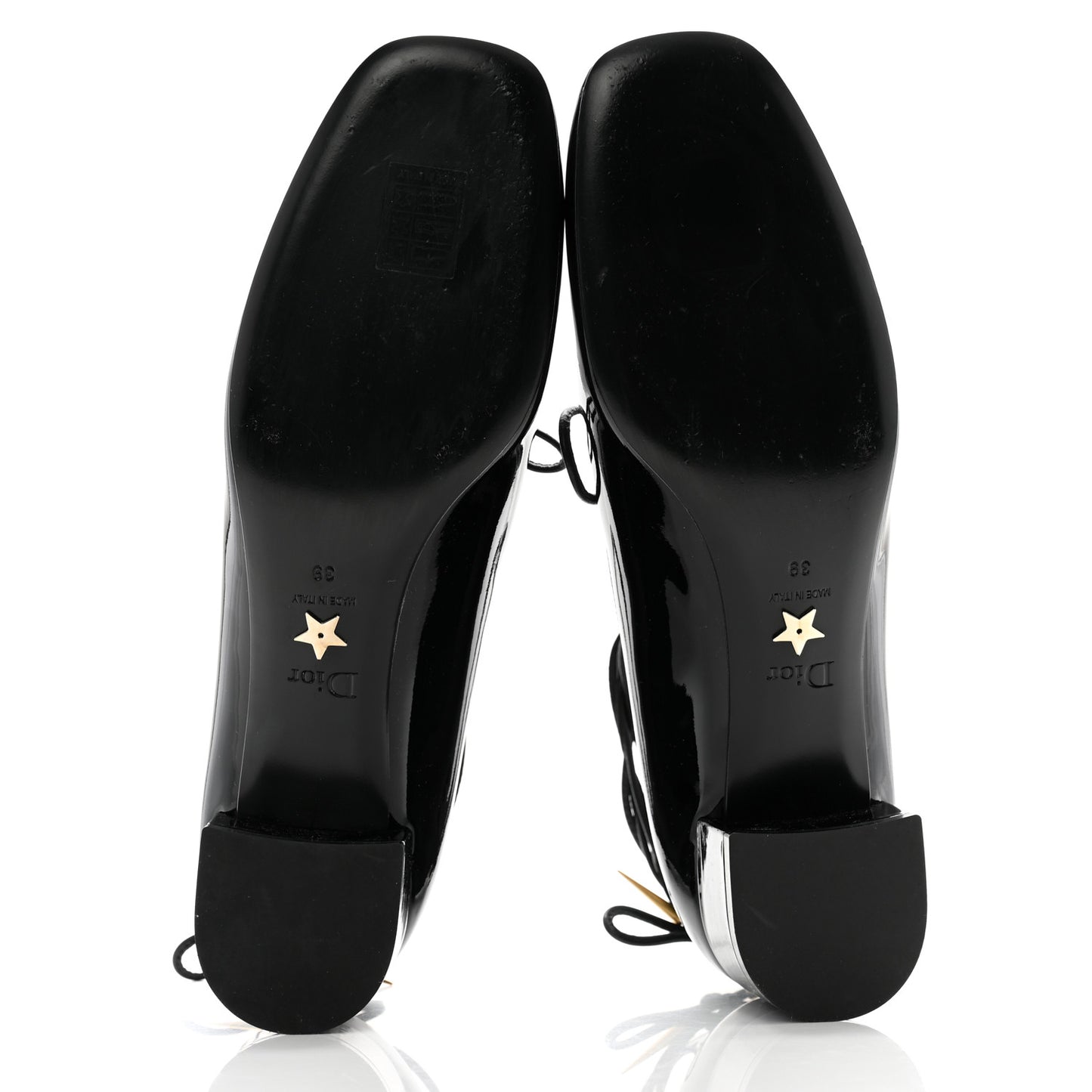 Patent Calfskin Baby-D Ankle Ballet Flats 39 Black