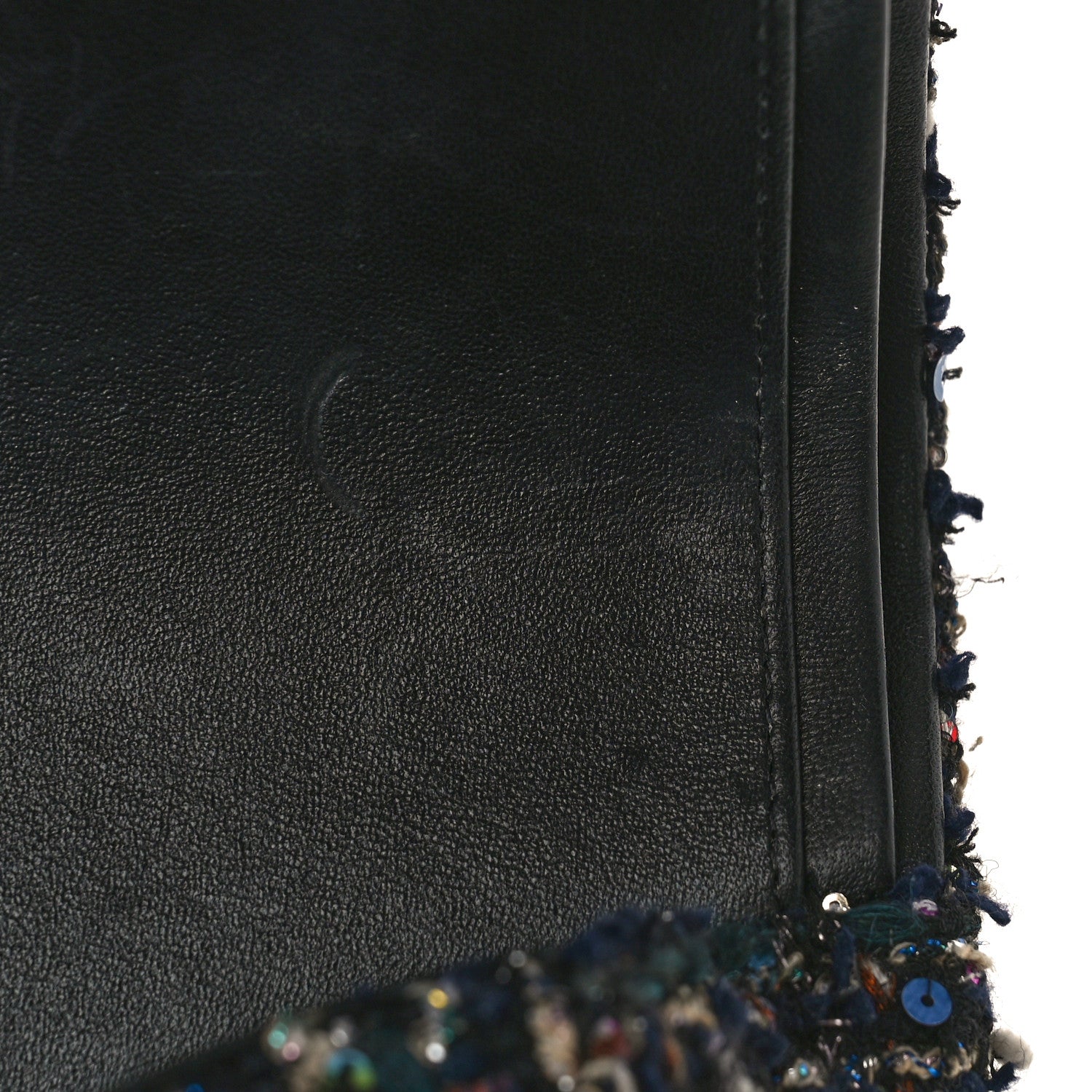 Chanel Glittered Tweed Quilted Medium Double Flap Navy Blue Multicolor 11 of 14