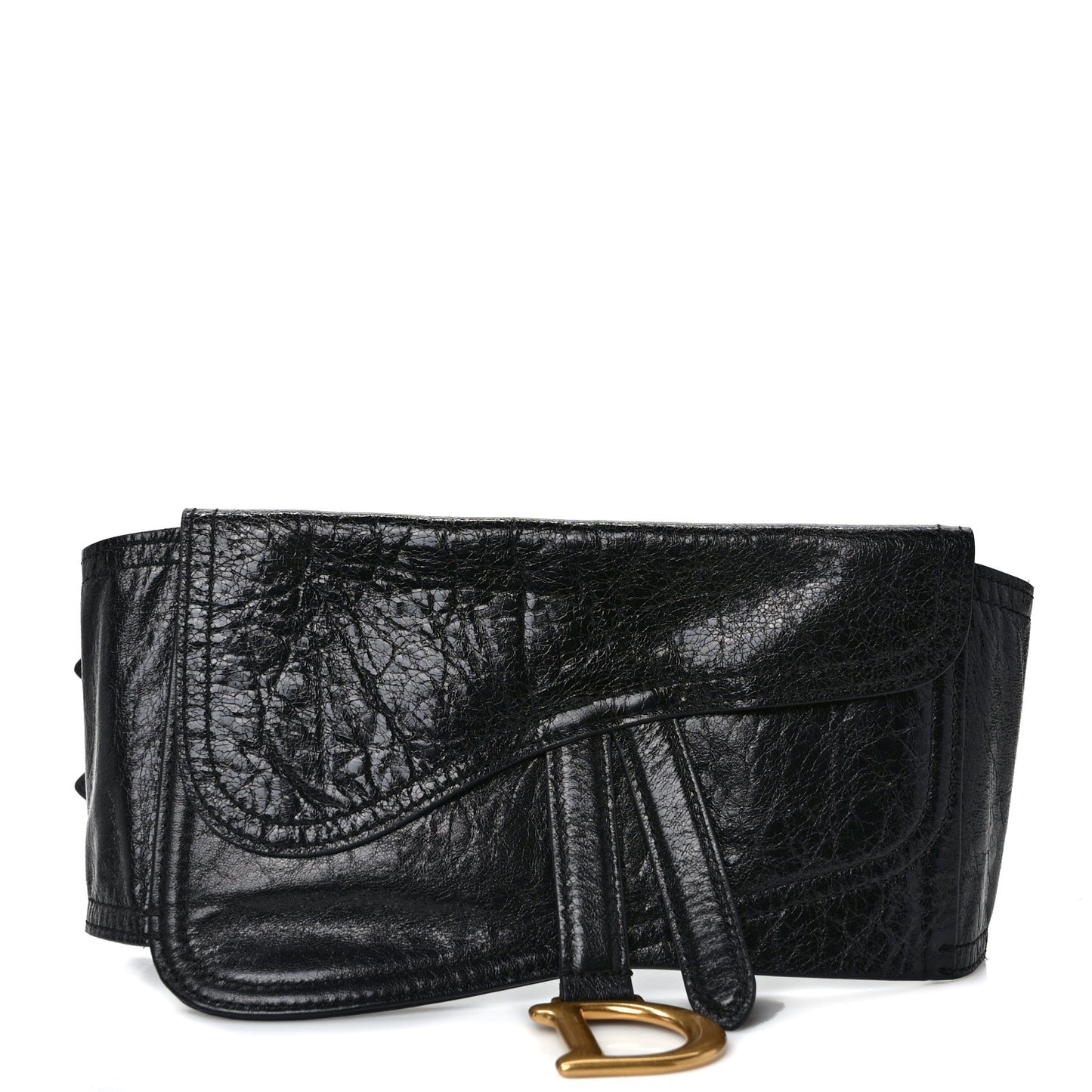 Crinkled Lambskin 135mm Saddle Belt Black