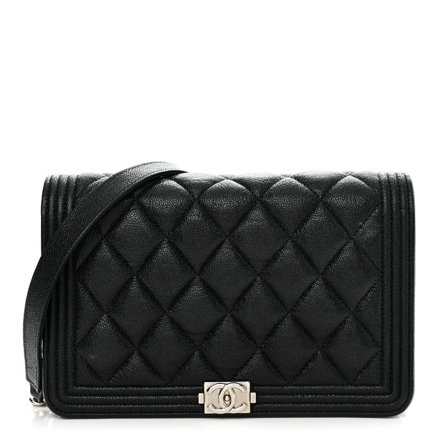 Caviar Quilted Boy Wallet On Chain WOC Black