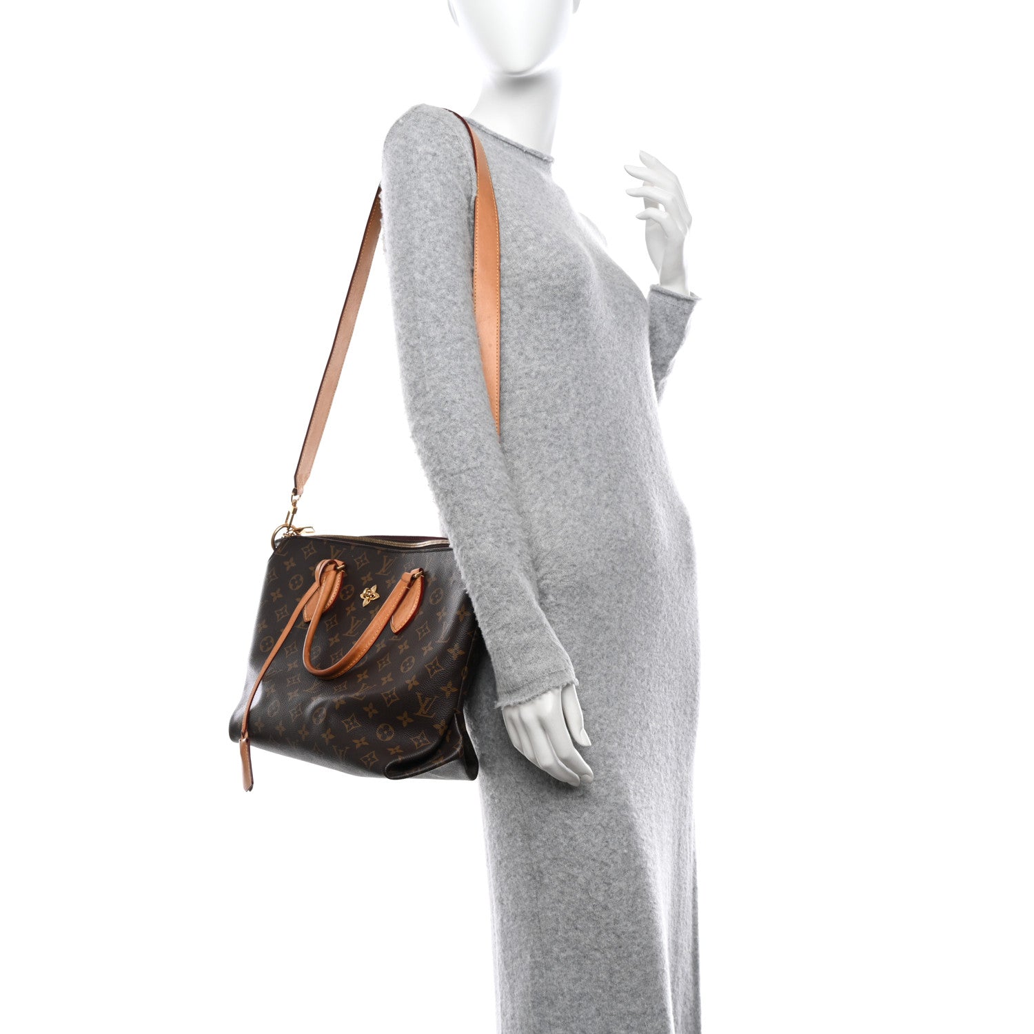 Louis Vuitton LOUIS VUITTON Monogram Flower Zipped Tote MM Beige 2 of 11