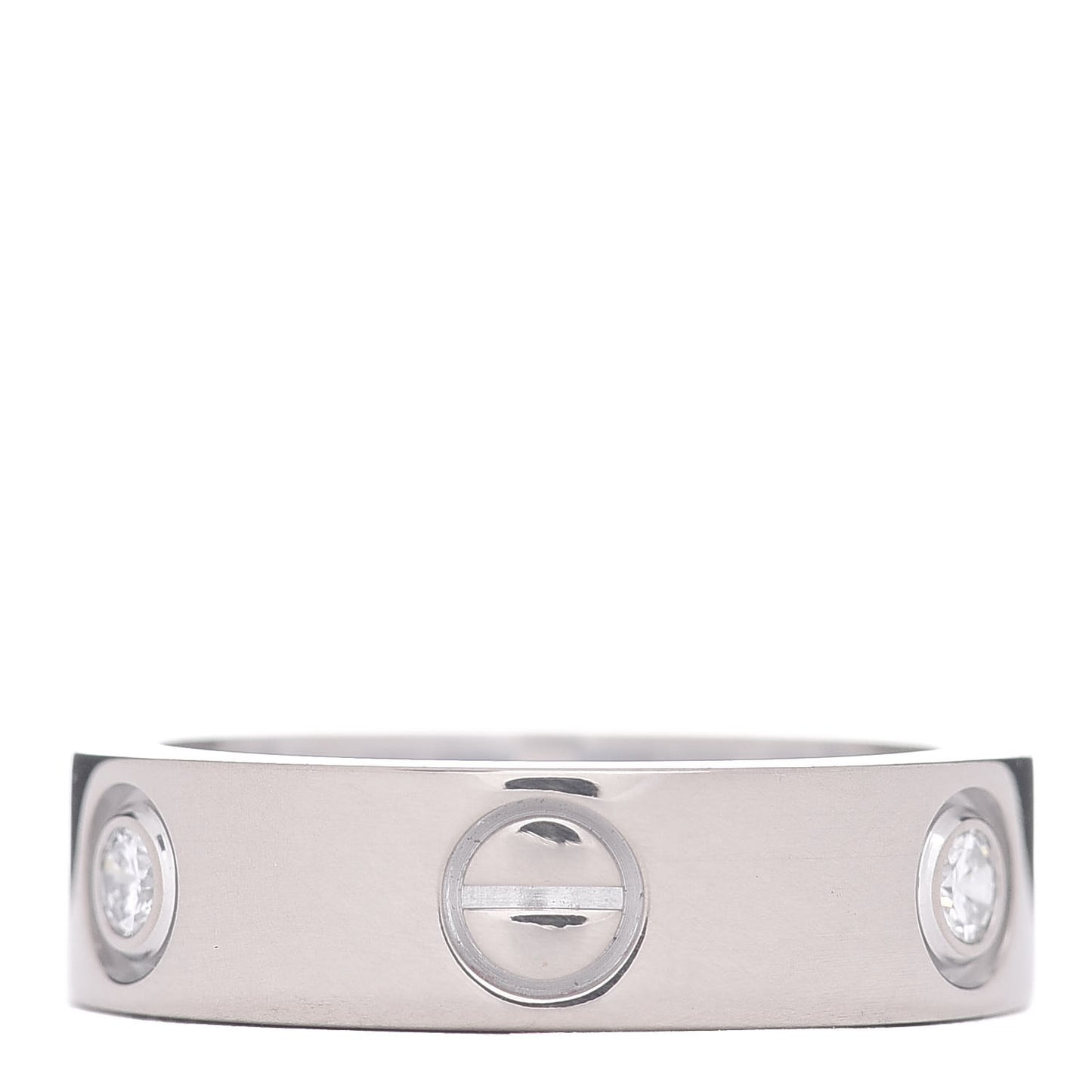 18K White Gold 3 Diamond 5.5mm LOVE Ring 52 6