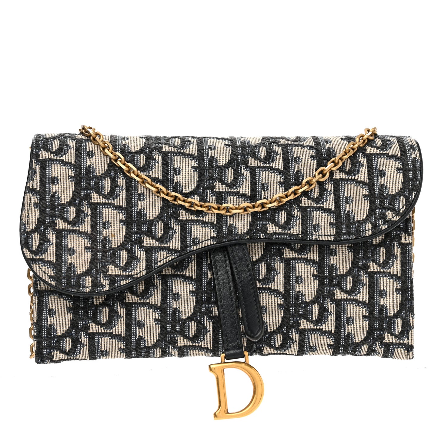 Oblique Saddle Chain Long Wallet Blue