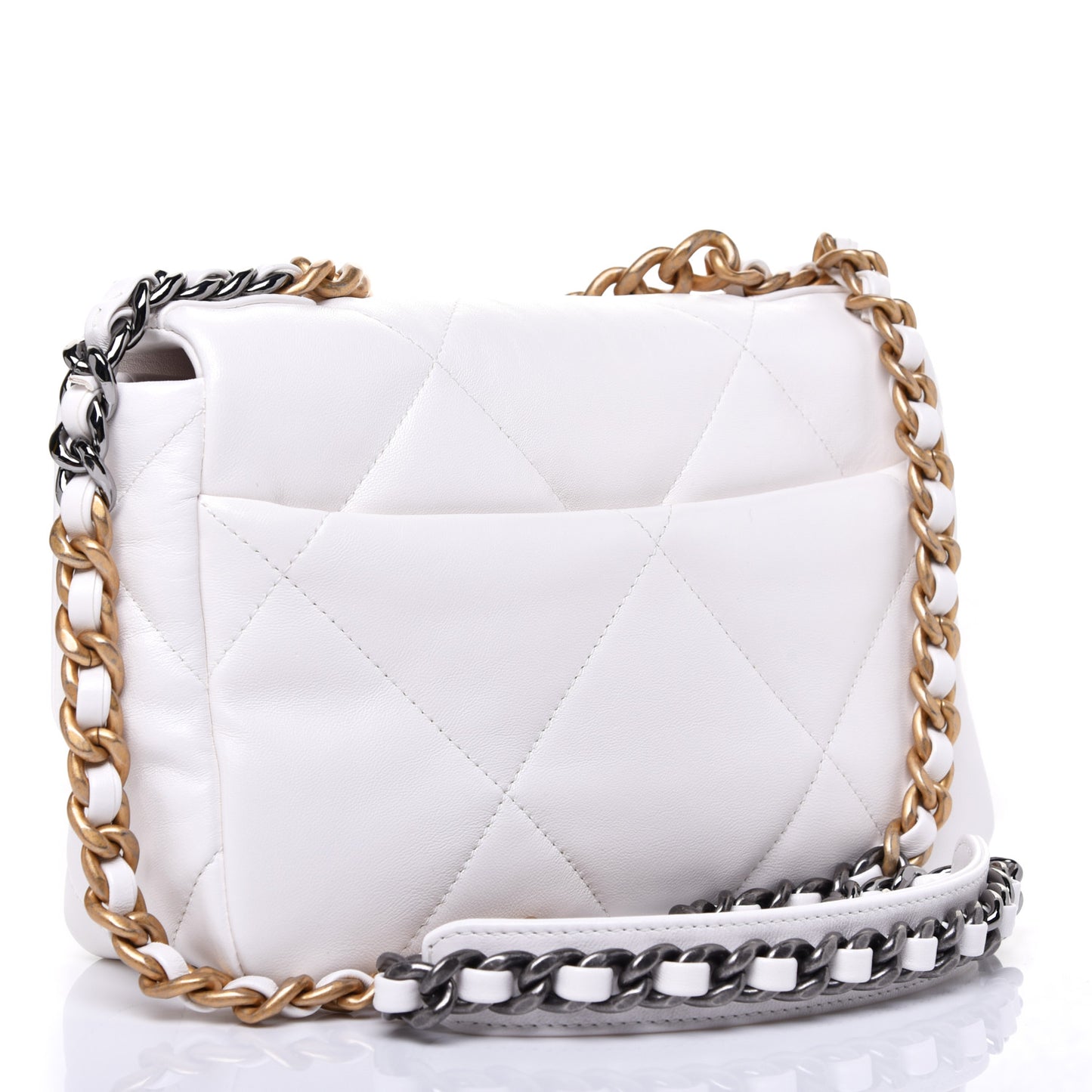 Lambskin Quilted Medium 19 Flap White