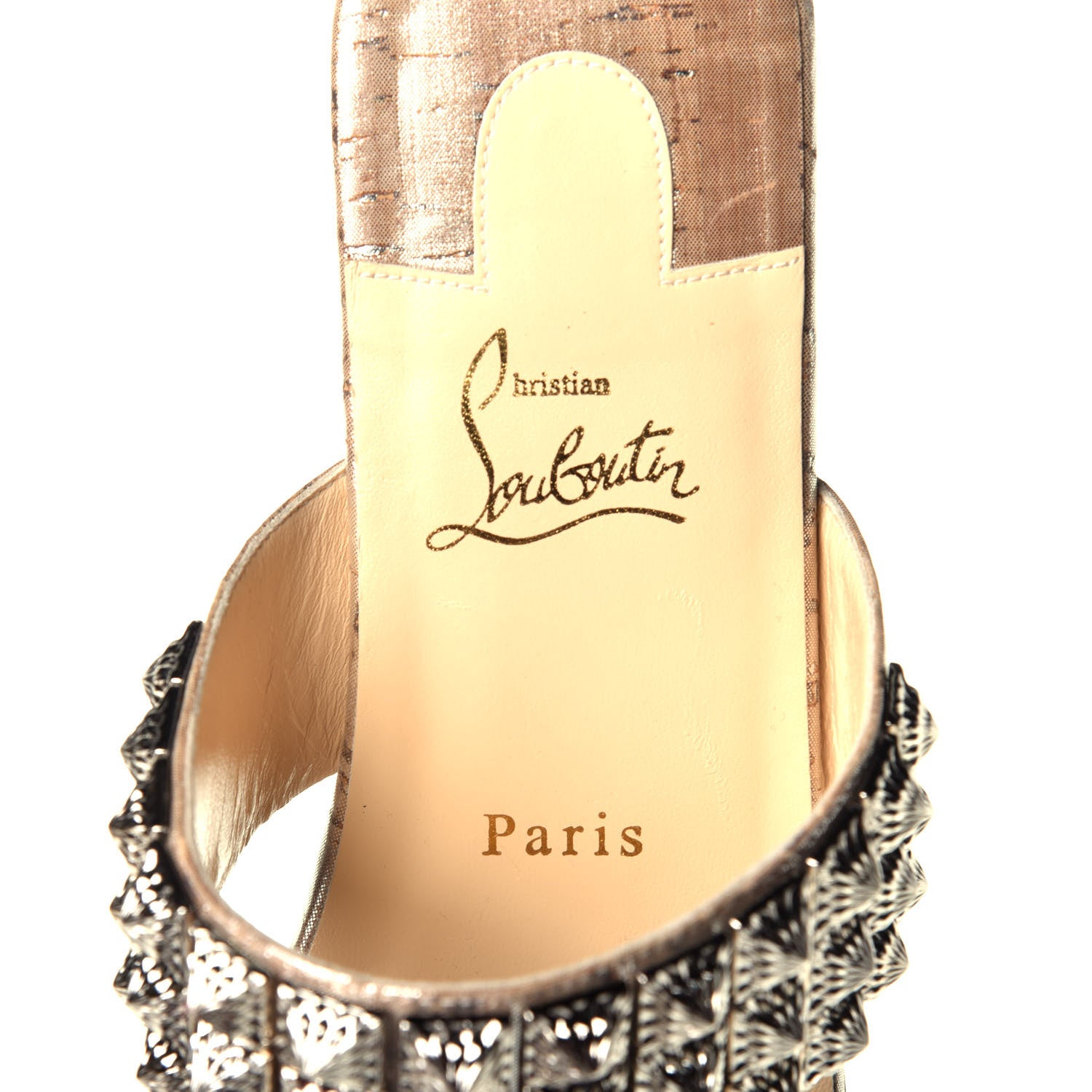 Christian Louboutin Liege Pepite Studded Myriadiam Flat Slide Sandals 39 Silver 7 of 8
