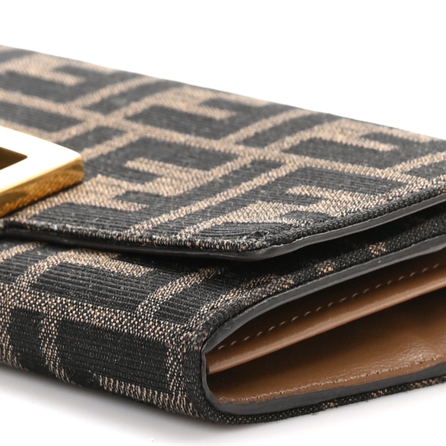 Fabric Jacquard FF 1974 Continental Wallet On Chain Tobacco Moro