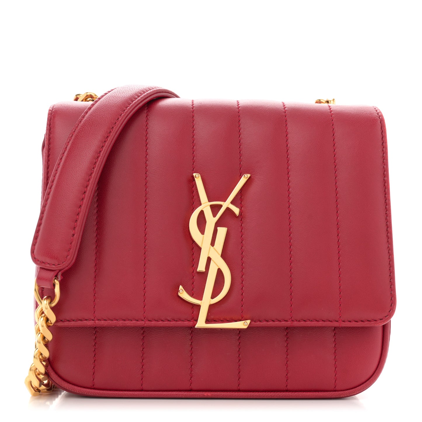 Lambskin Matelasse Monogram Small Vicky Chain Bag Red