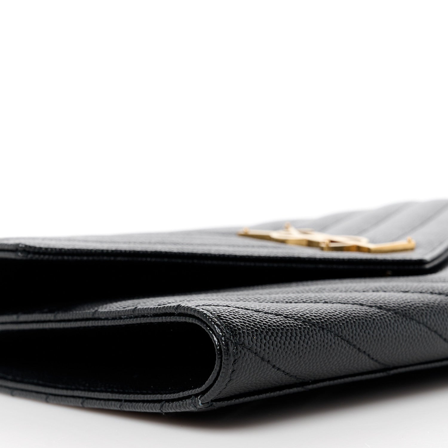 Saint Laurent Grain De Poudre Matelasse Chevron Monogram Envelope Clutch Black 9 of 11